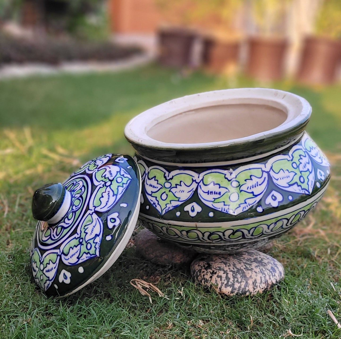 Classic Green Large Handi/Traditional Pot|Blue Pottery Safalina