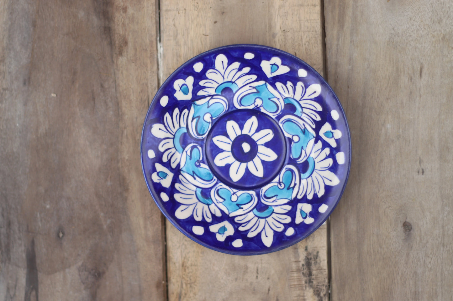 Hanging Decor Plate|Wall Hanging Plate|Decor Plate|Blue Pottery Plate|Handmade and Handpainted |Traditional|Blue Floral Safalina