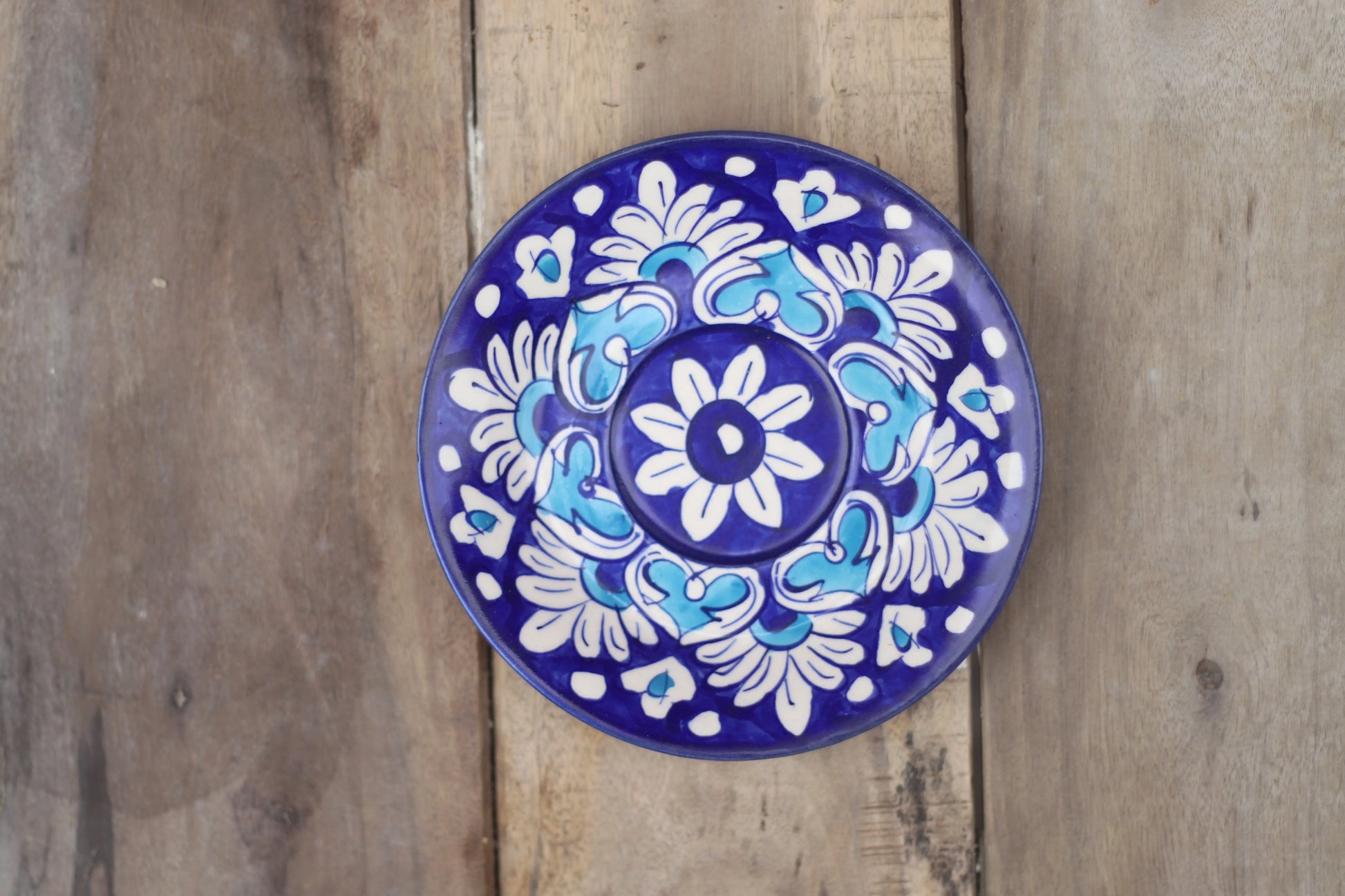 Hanging Decor Plate|Wall Hanging Plate|Decor Plate|Blue Pottery Plate|Handmade and Handpainted |Traditional|Blue Floral Safalina
