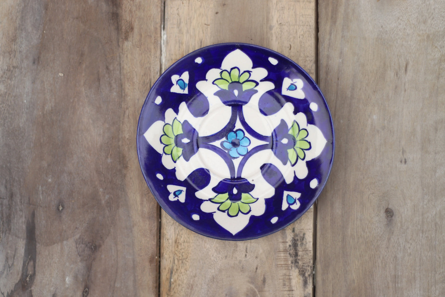 Hanging Decor Plate|Wall Hanging Plate|Decor Plate|Blue Pottery Plate|Handmade and Handpainted |Traditional|White Blue Safalina