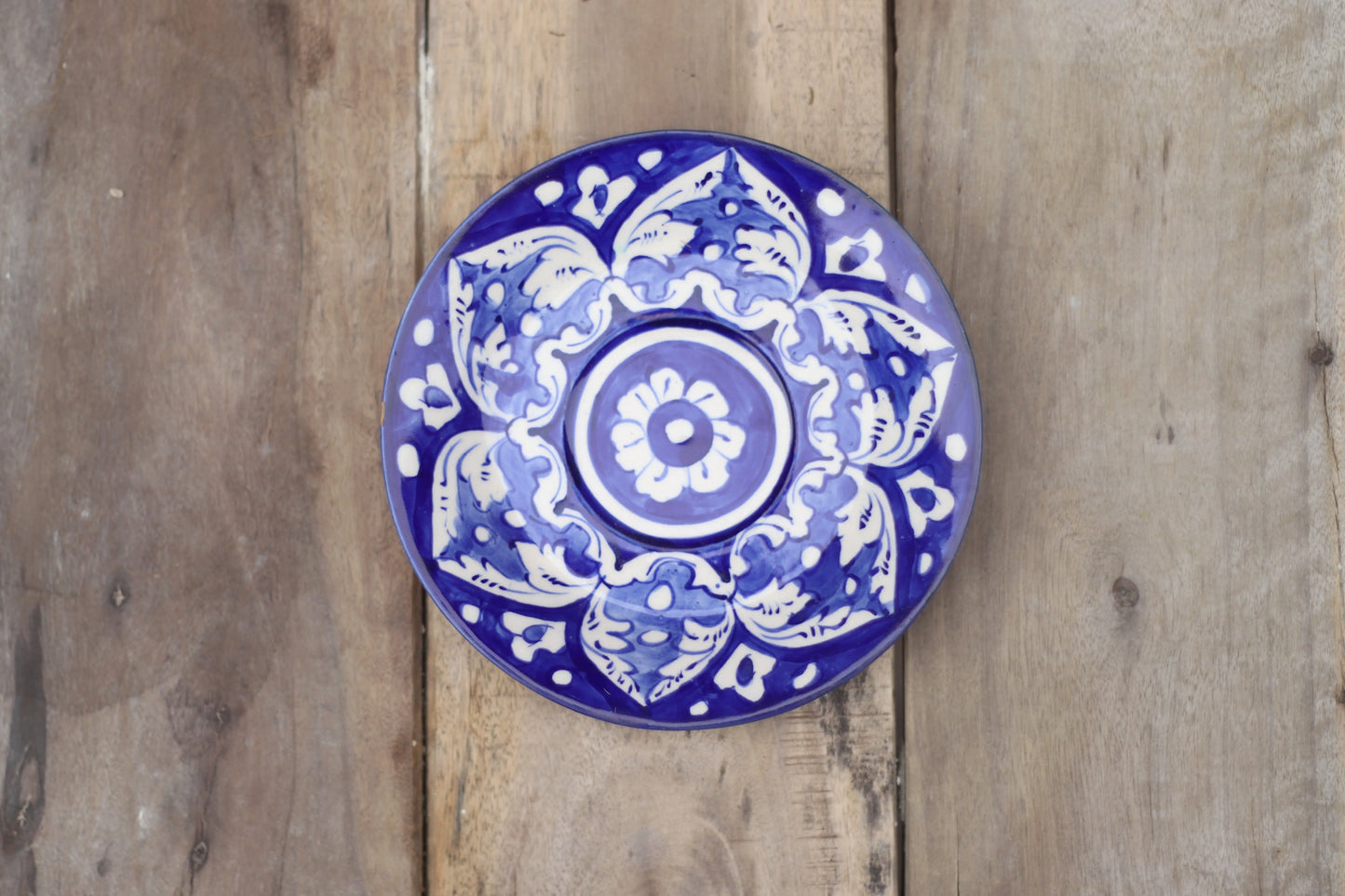 Hanging Decor Plate|Wall Hanging Plate|Decor Plate|Blue Pottery Plate|Handmade and Handpainted |Traditional|Dark Blue Safalina