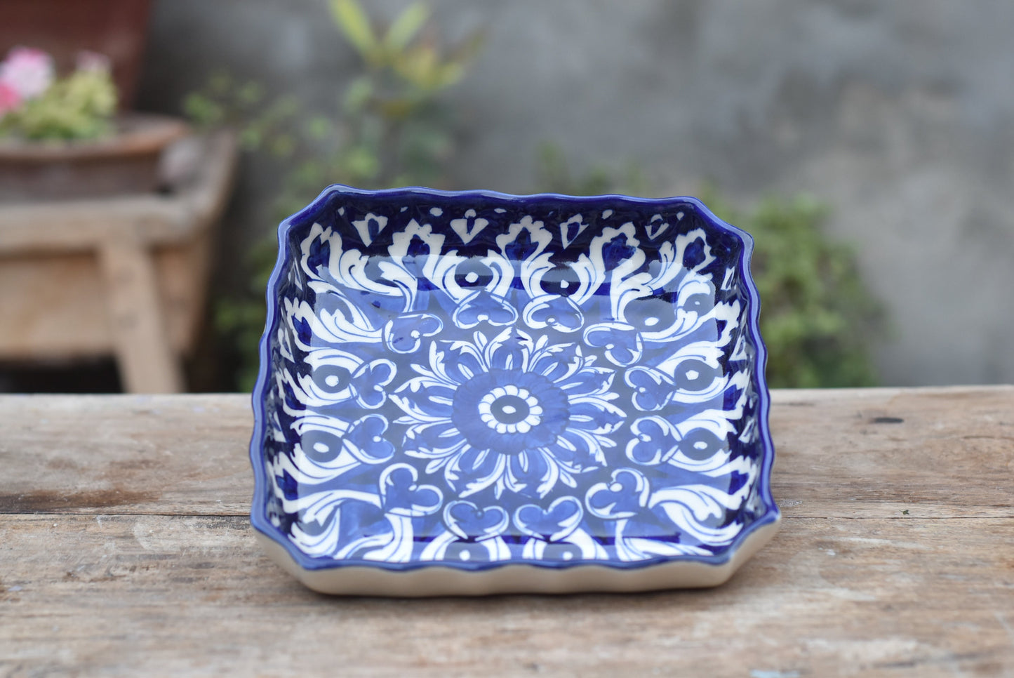Iconic Blue Medium Square Serving dish|Blue pottery Safalina