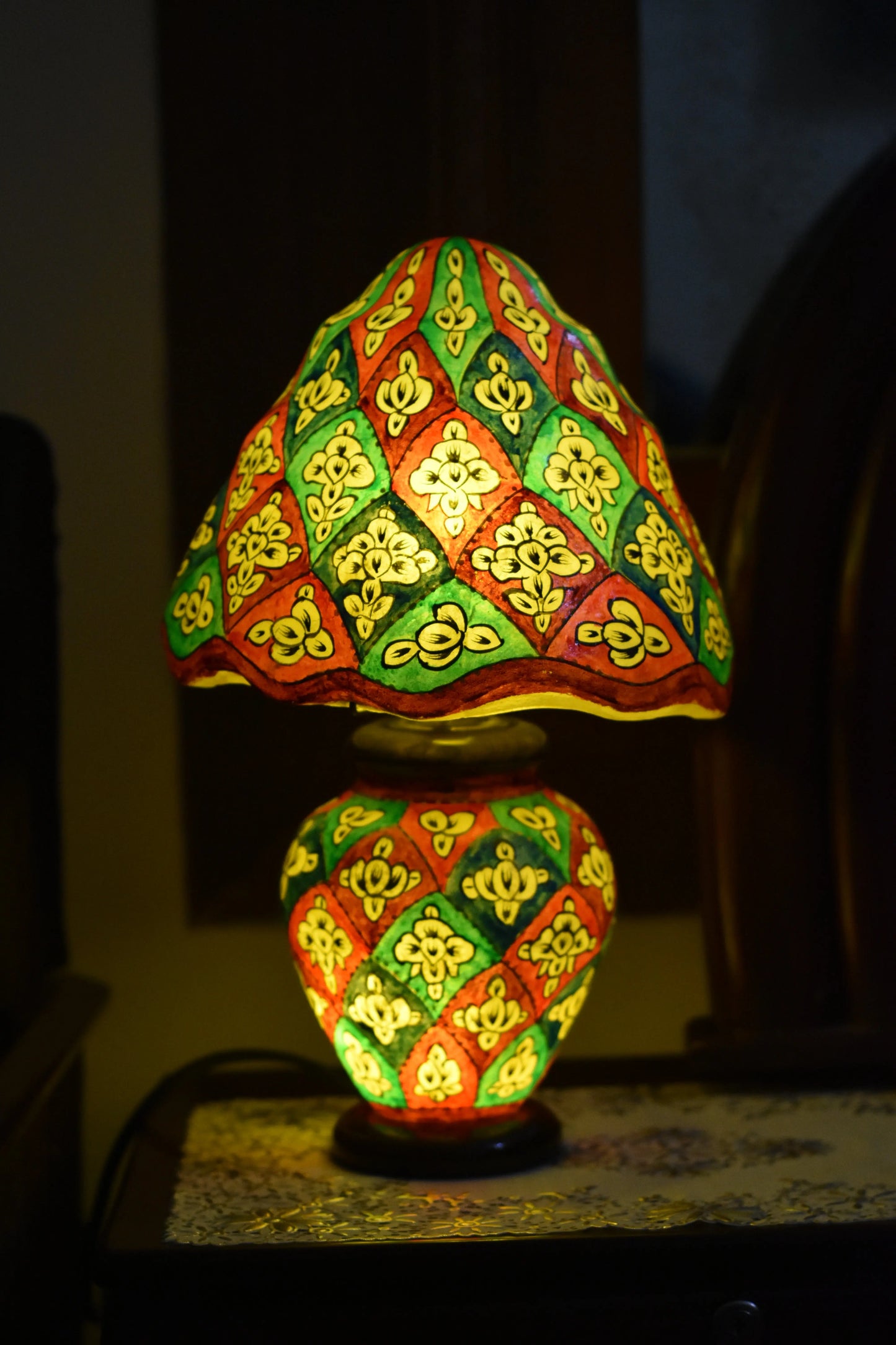 Traditional Handmade and Handpainted Camel skin lamp| Home Decor|Multi 16 inches lamp Safalina