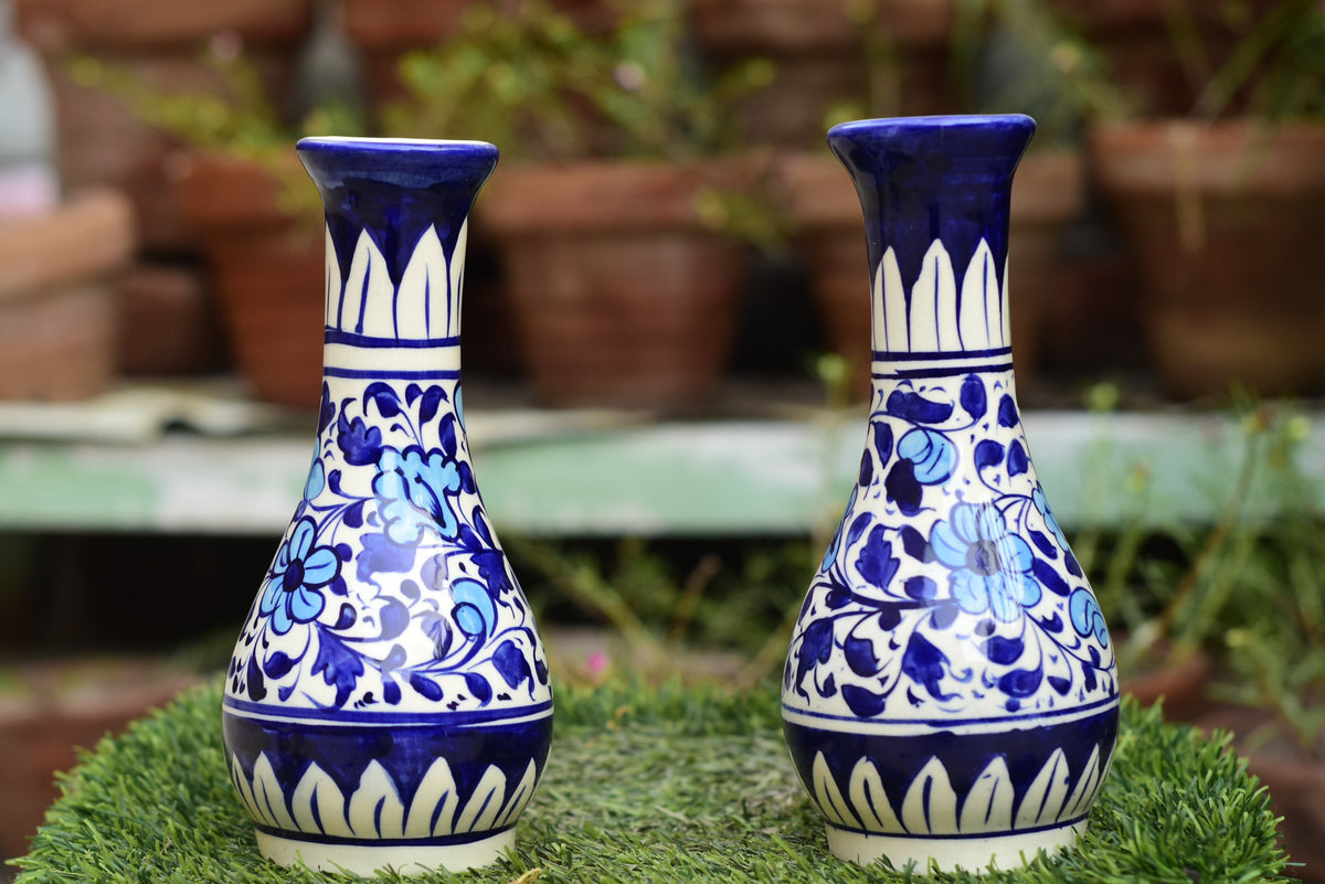 Bud Vase|Flower Vase| Multani Blue Pottery| Pair of Flower Vase| Handmade and Hand painted