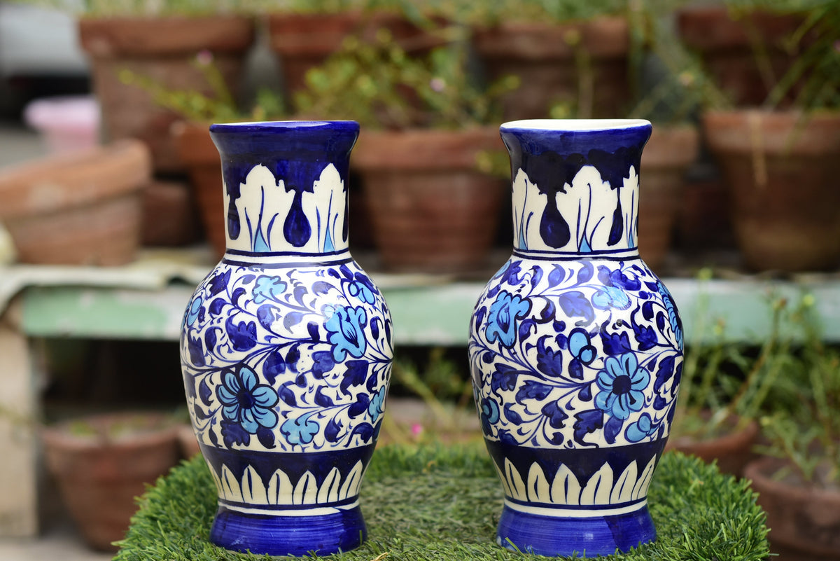 Flower Vase| Bottle Vase| Multani Blue Pottery| Pair of Flower Vase| Handmade and Hand painted