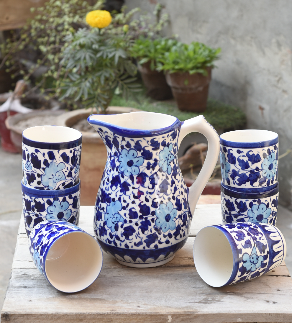 Floral White Water set for 6 person Safalina
