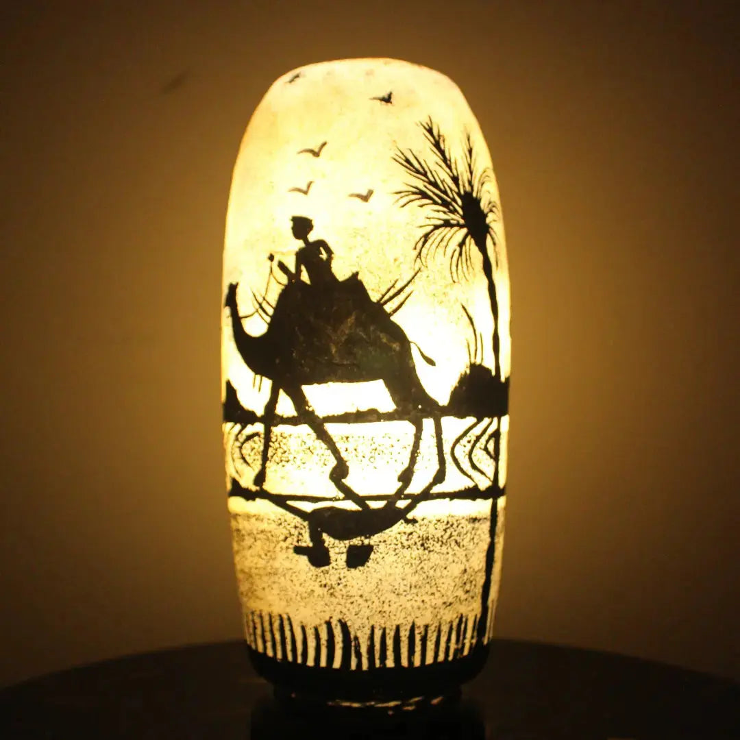 Traditional Handmade and Handpainted Camel skin lamp| Home Decor|Camel sand bottle 12 inches Safalina