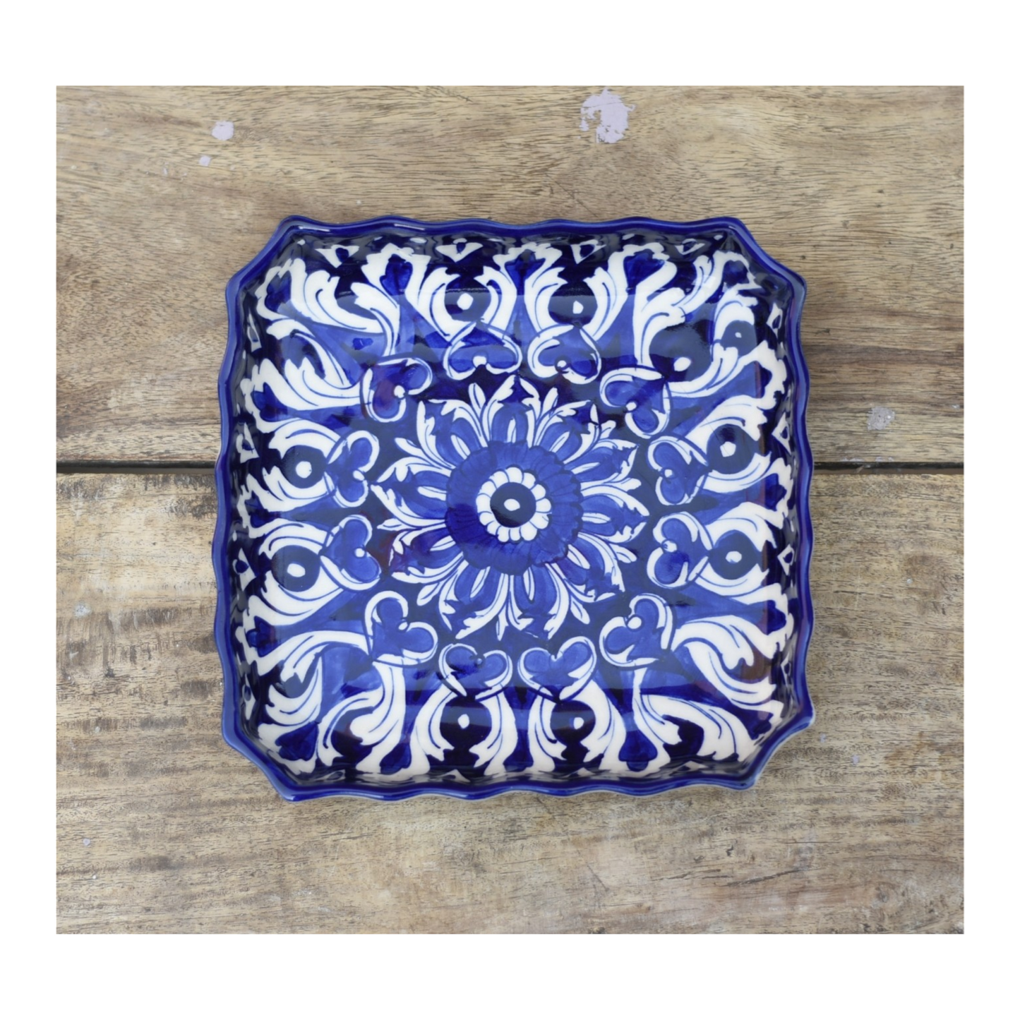 Iconic Blue Medium Square Serving dish|Blue pottery Safalina