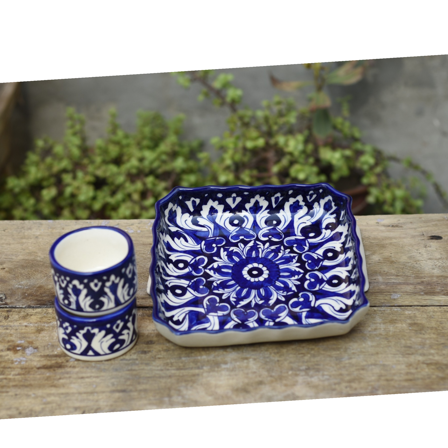 3 Piece Iconic Blue Serving Set|Blue Pottery Safalina