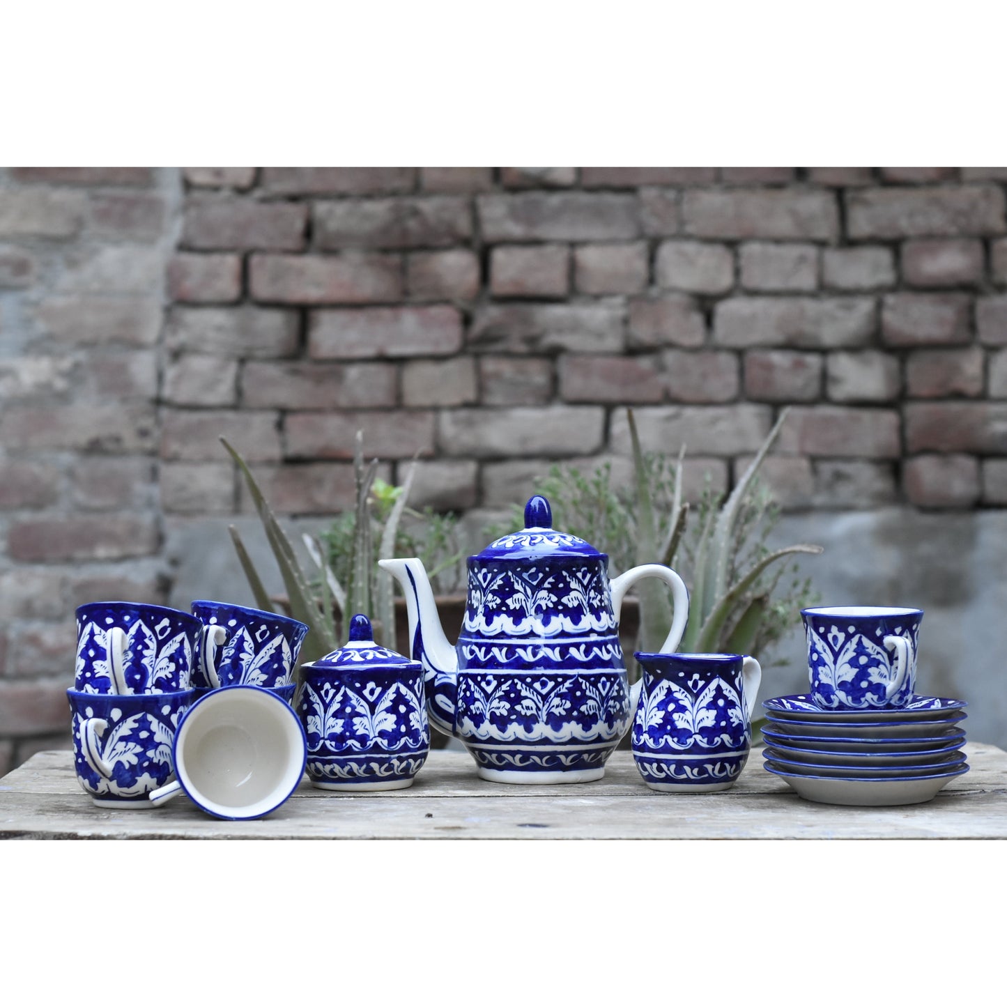 Classic Blue Tea Set for 6 Persons Safalina