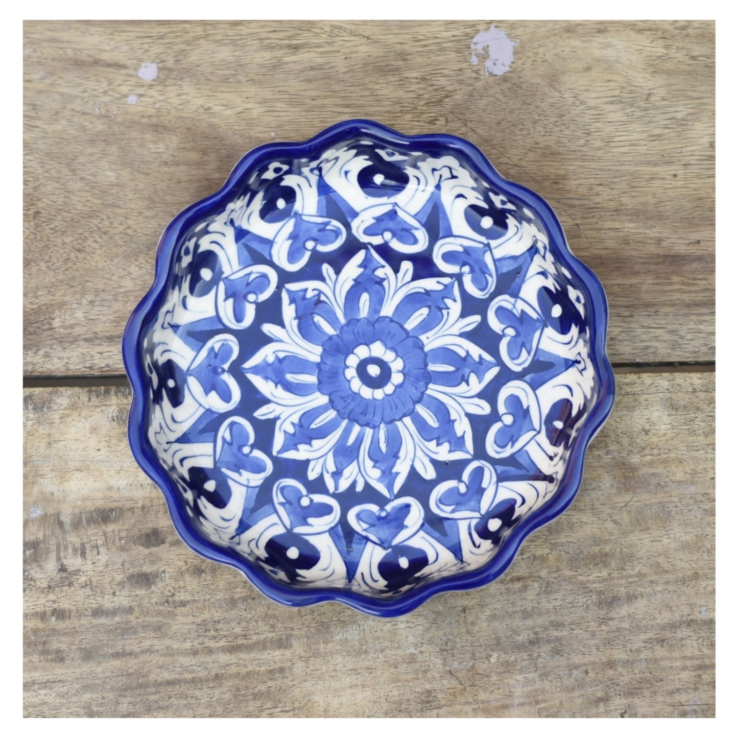 Iconic Blue Medium Round Serving dish|Blue pottery Safalina
