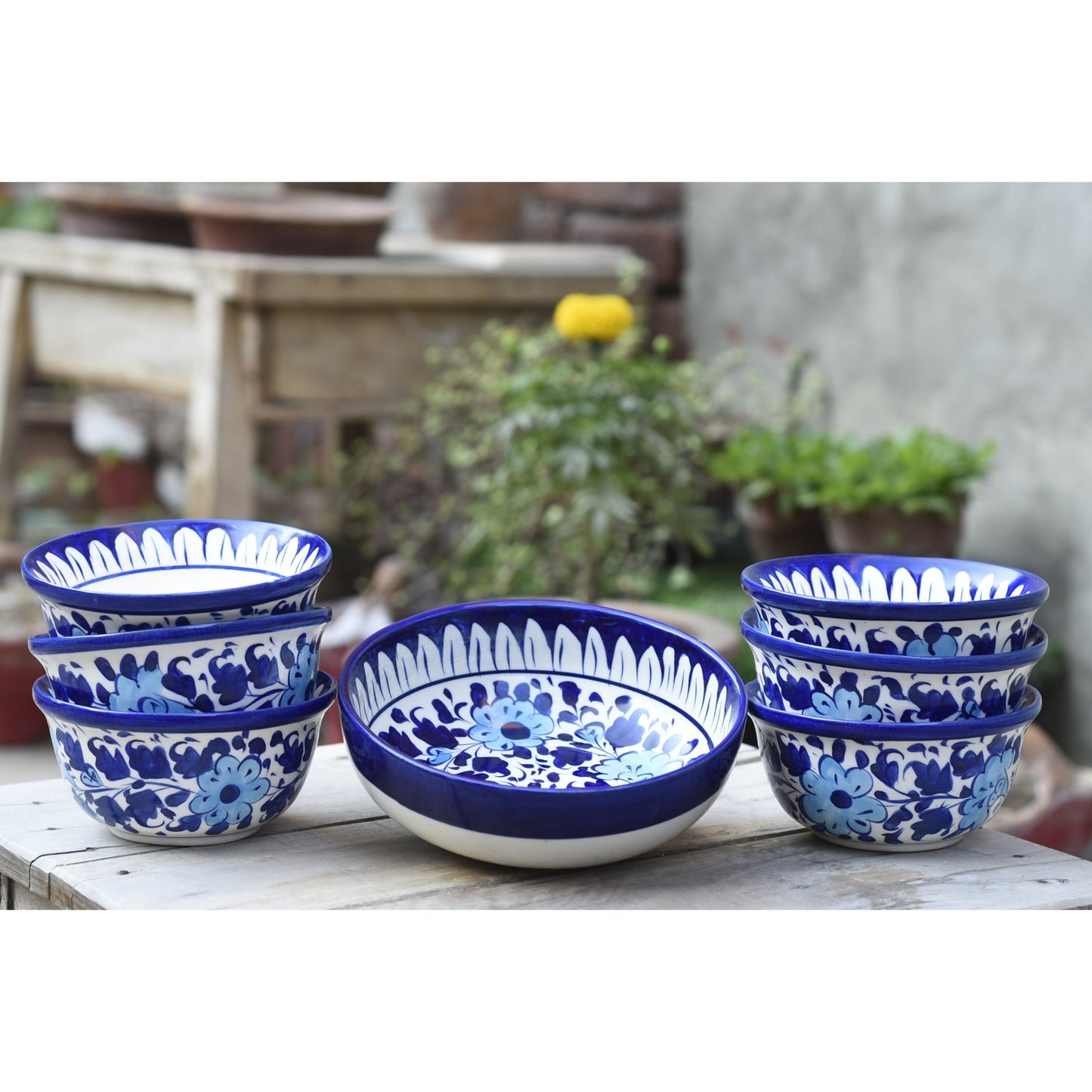 White Floral 6 person Dessert Set/Soup Set Safalina