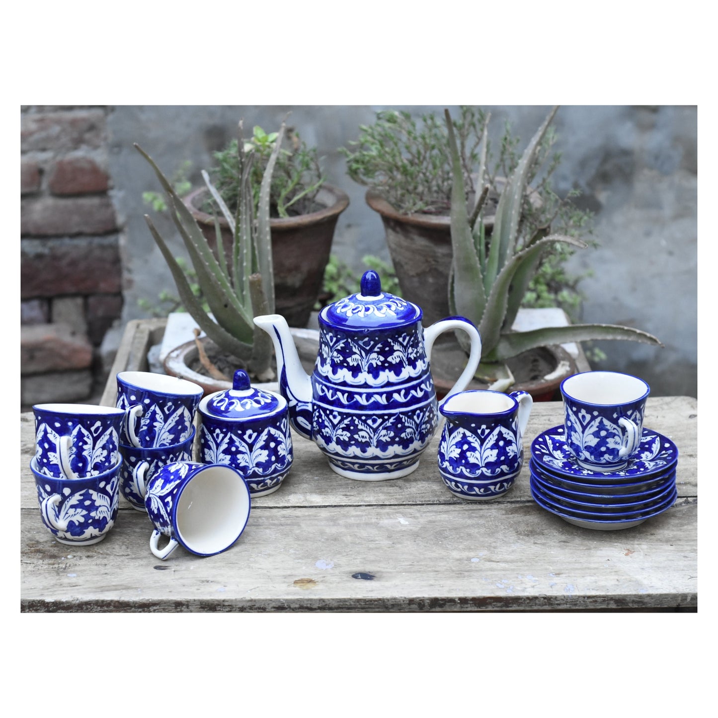 Classic Blue Tea Set for 6 Persons Safalina