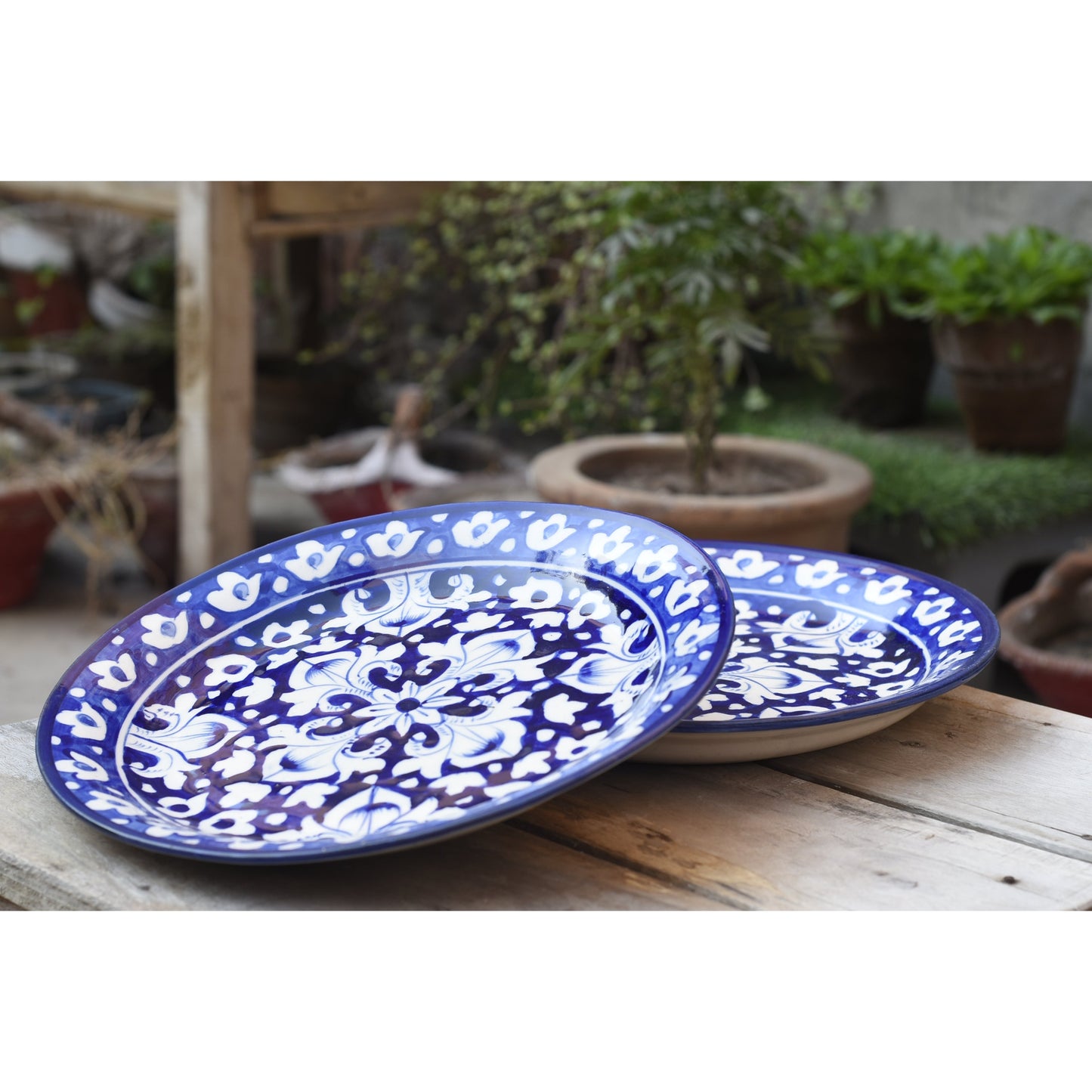 Set of 2 Vintage Blue Dinner Plate| 10 inches Safalina