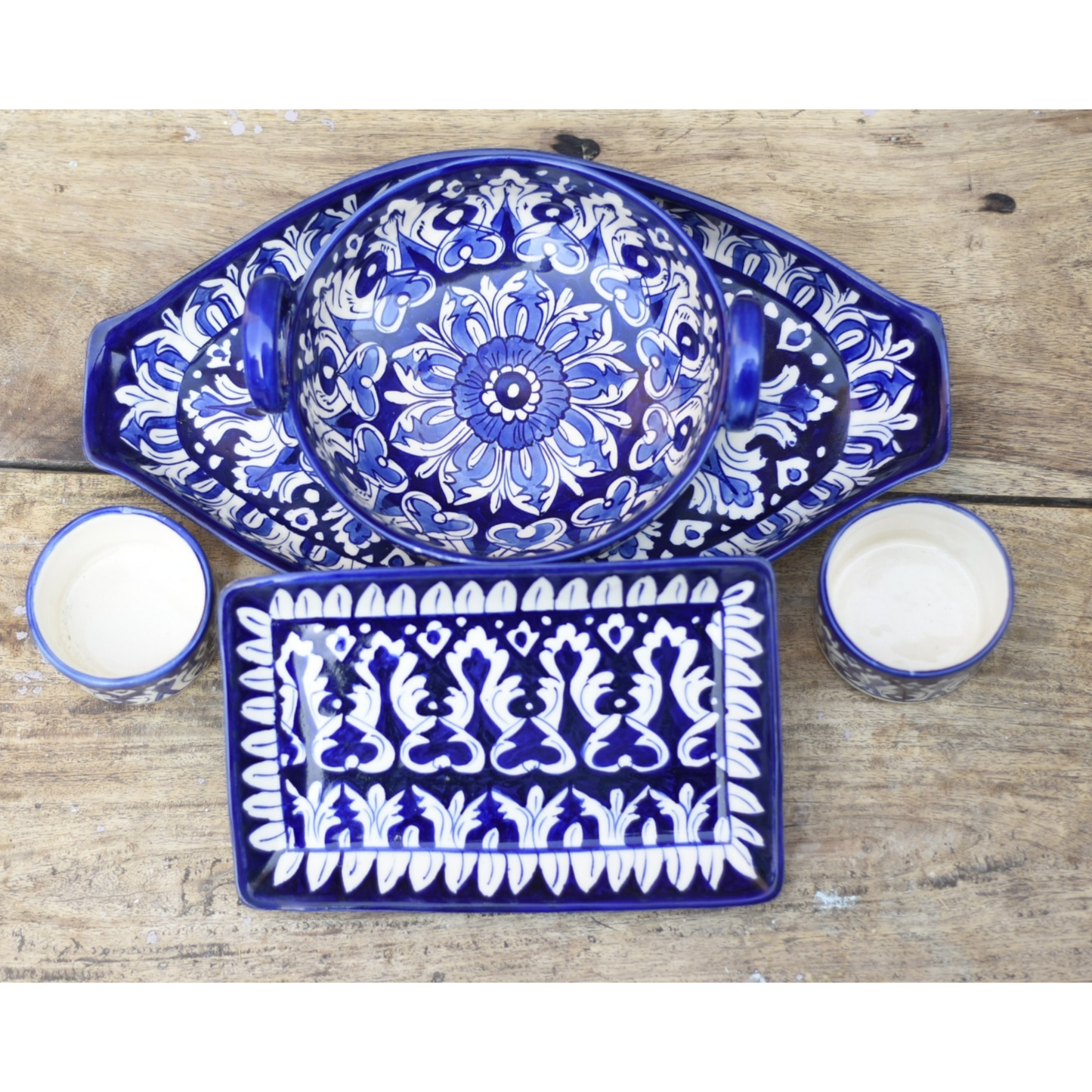 6 Piece Iconic Blue Serving Set|Blue pottery Safalina
