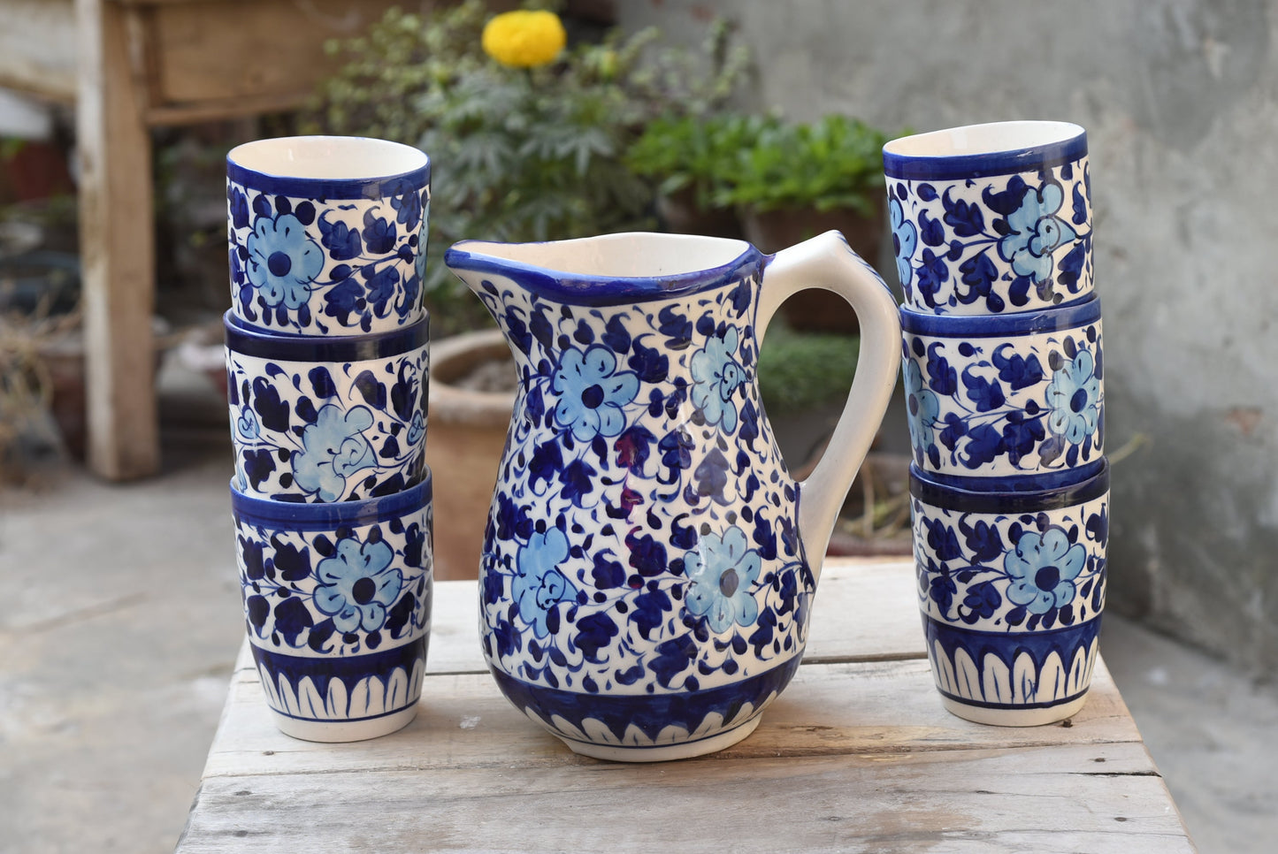 Floral White Water set for 6 person Safalina