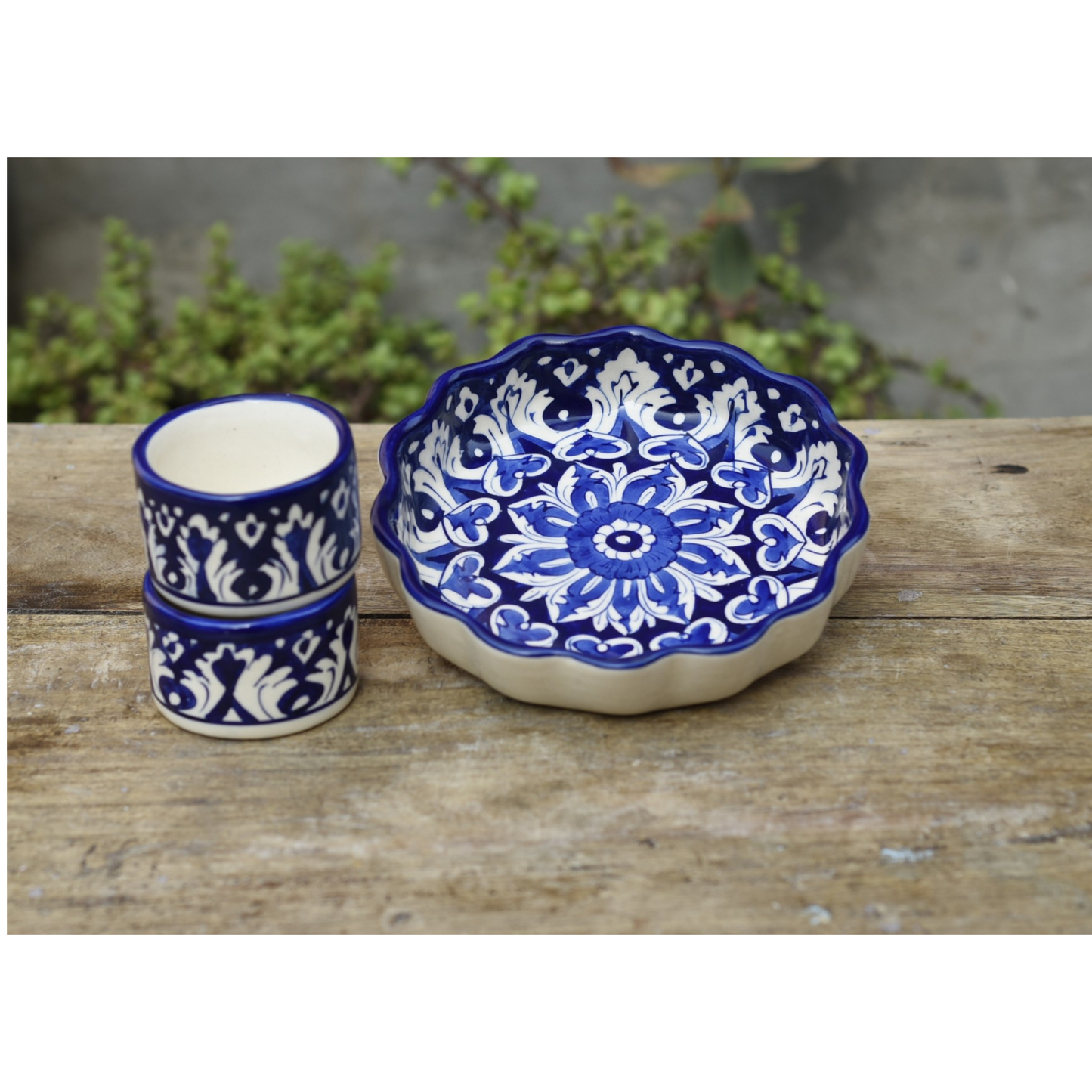 3 Piece Iconic Blue Serving Set|Blue Pottery Safalina