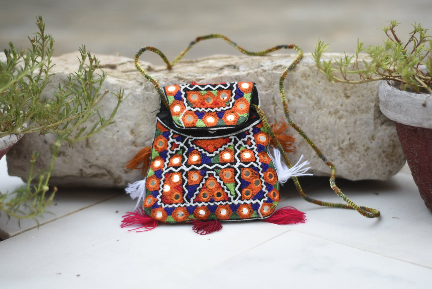 Handmade Kashmiri Aariwork over the shoulder purse| Small Safalina