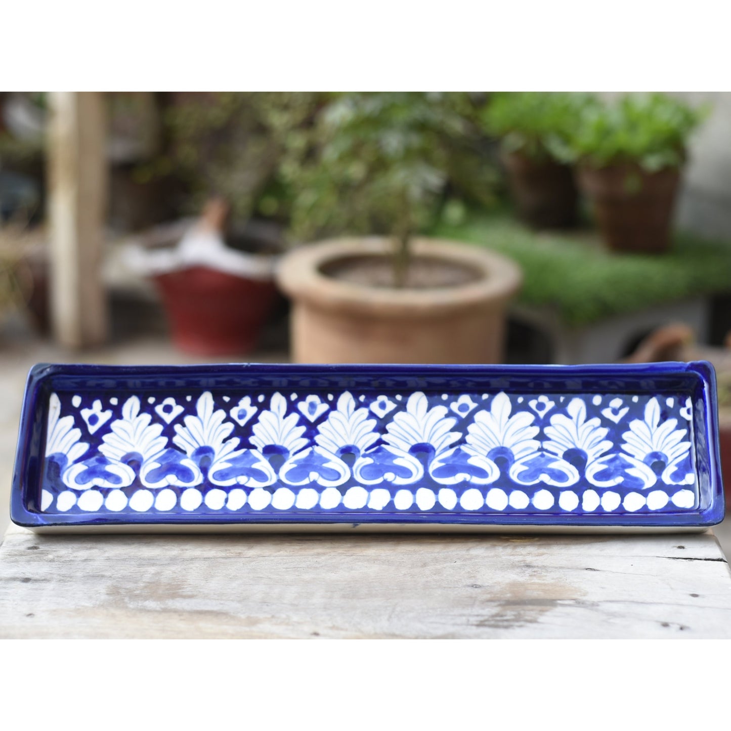 3 Piece Iconic Blue kebab Serving Set(Long)|Blue Pottery Safalina
