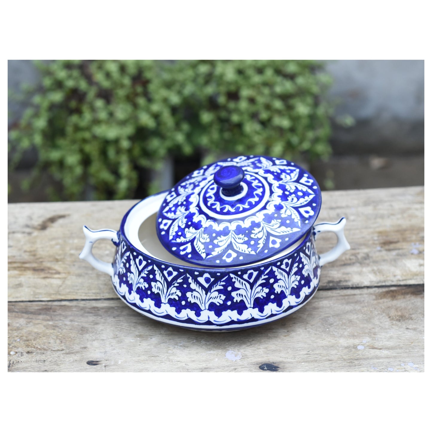 Classic Blue Donga/Cover Pot|Blue Pottery Safalina