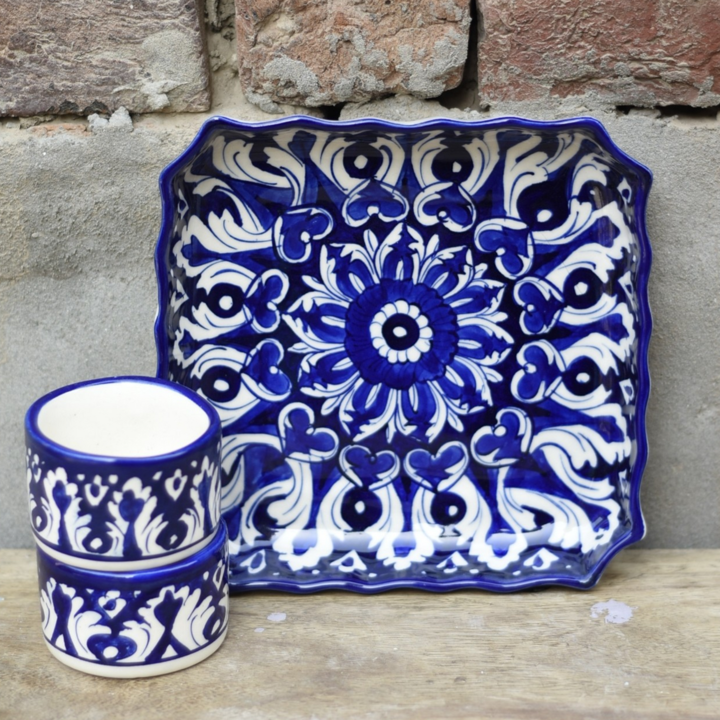 3 Piece Iconic Blue Serving Set|Blue Pottery Safalina