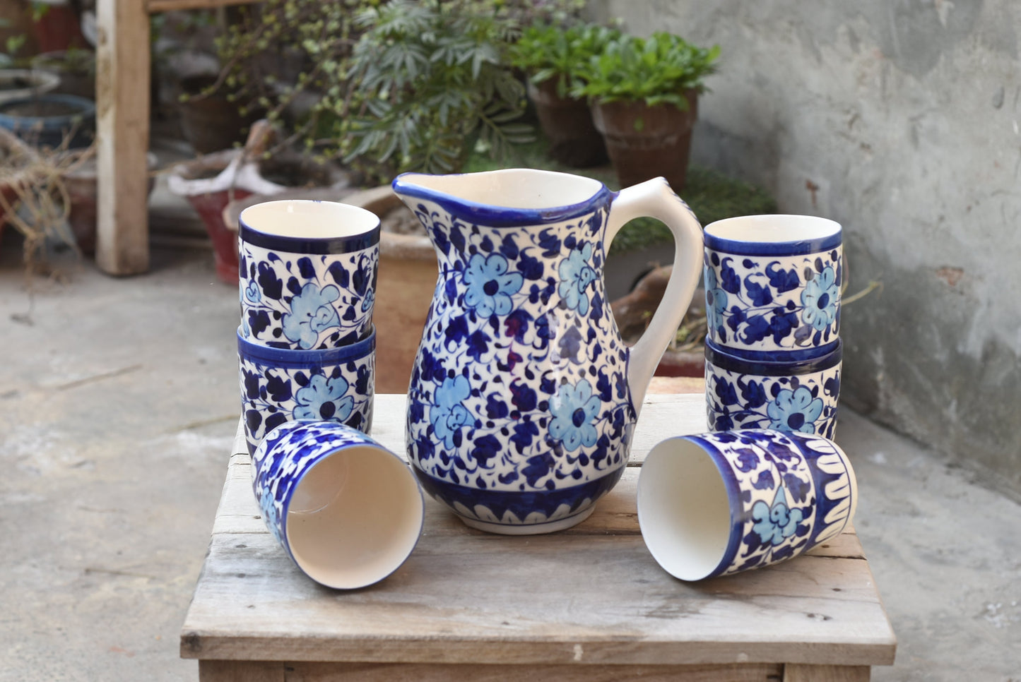 Floral White Water set for 6 person Safalina