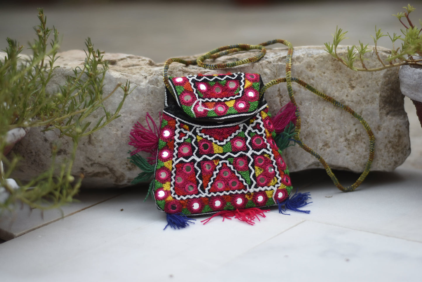 Handmade Kashmiri Aariwork over the shoulder purse| Small Safalina