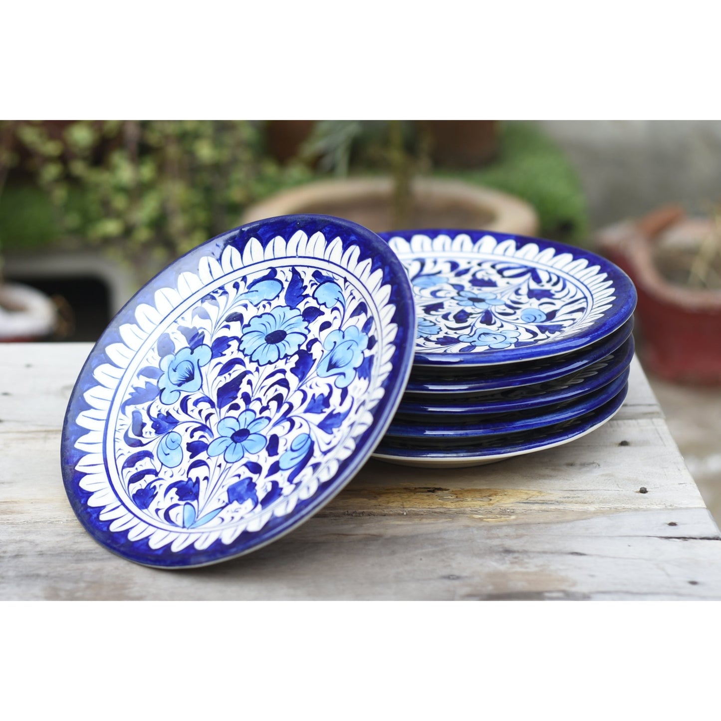 Set of 6 White Floral Quarter Plates Safalina