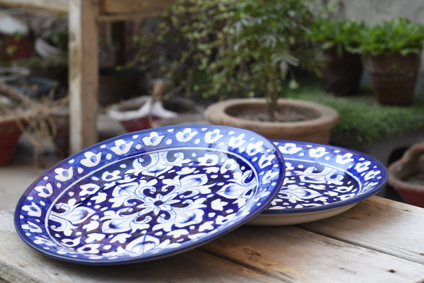 Set of 2 Vintage Blue Dinner Plate| 10 inches Safalina