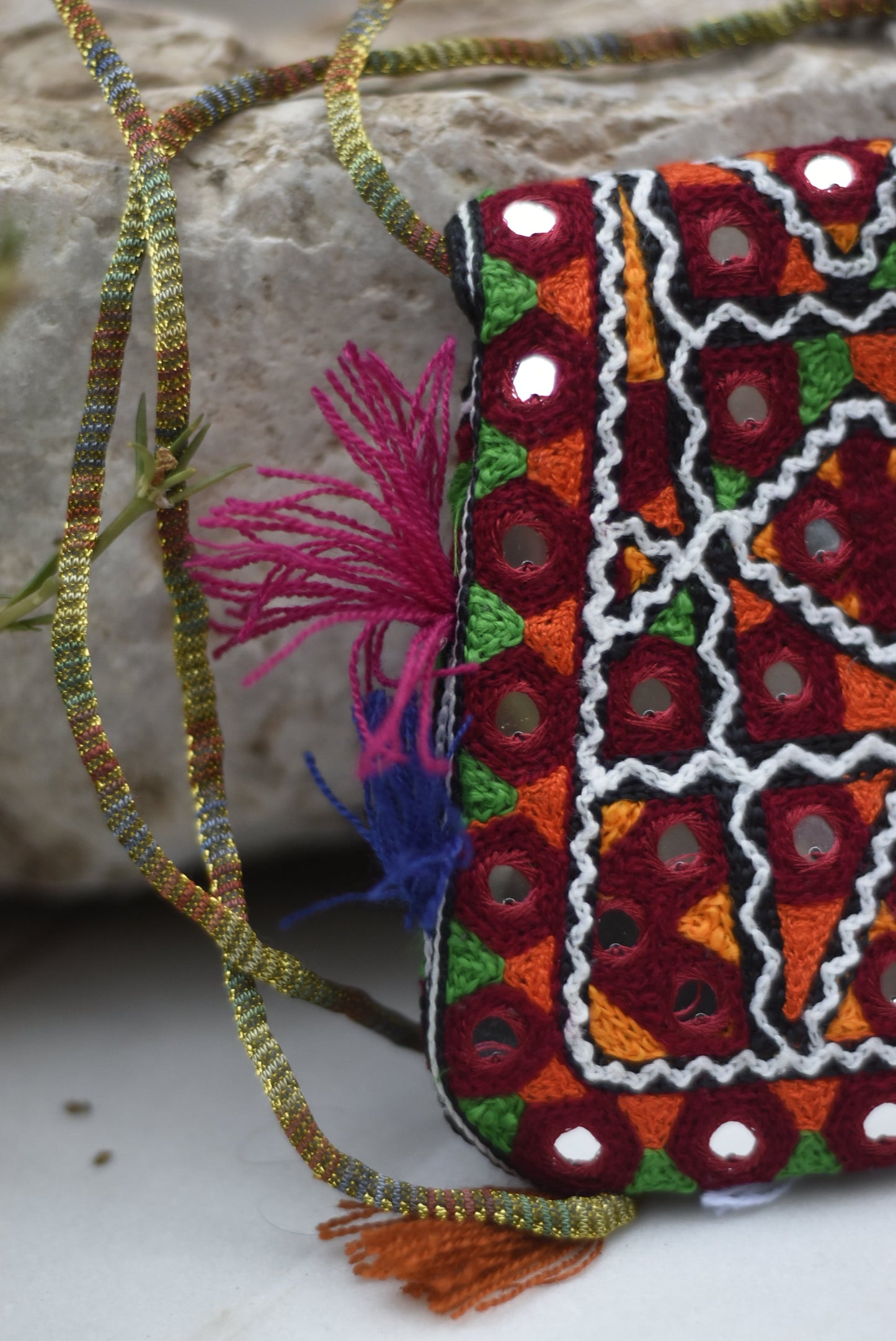 Handmade Kashmiri Aariwork over the shoulder purse| Small Safalina