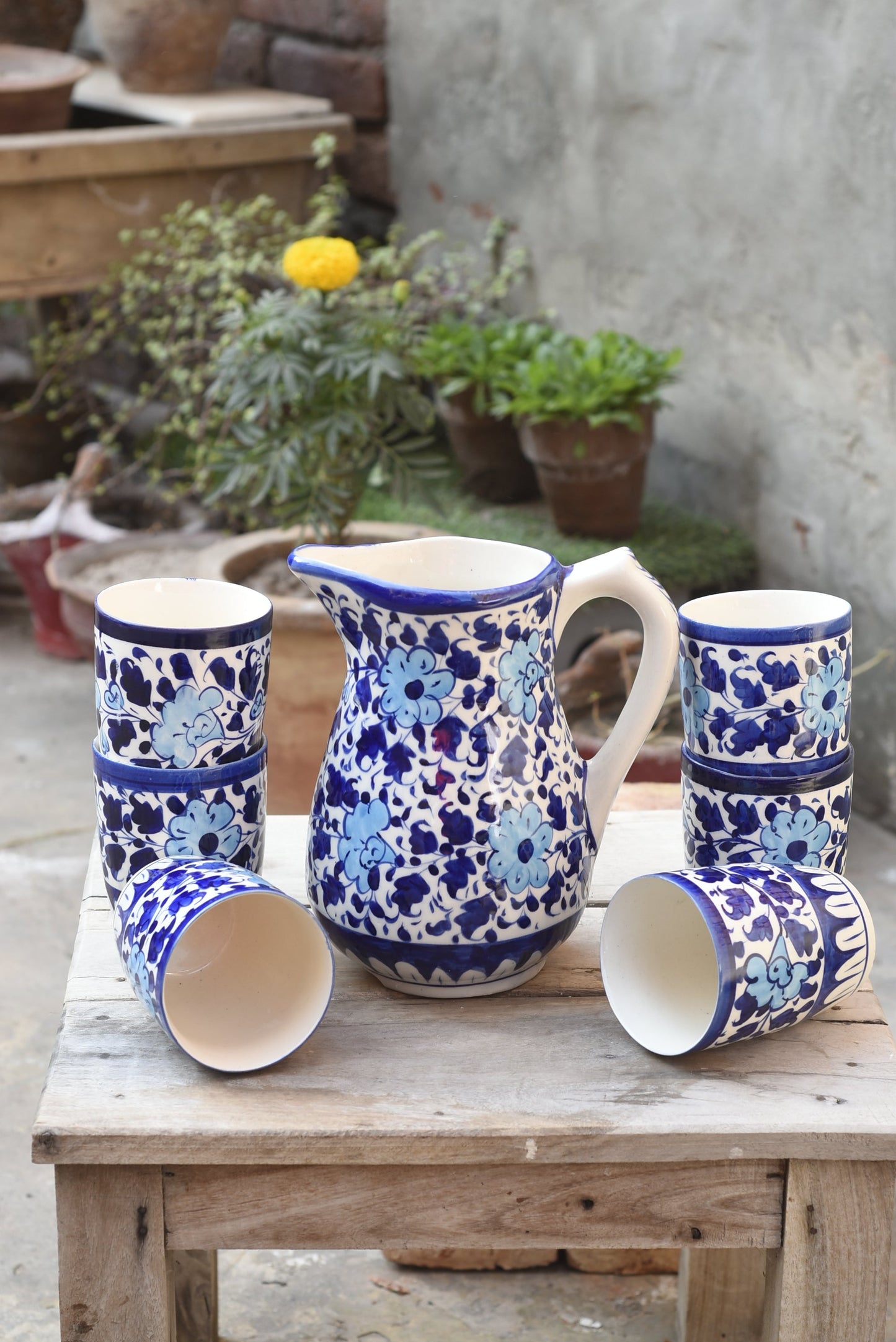 Floral White Water set for 6 person Safalina