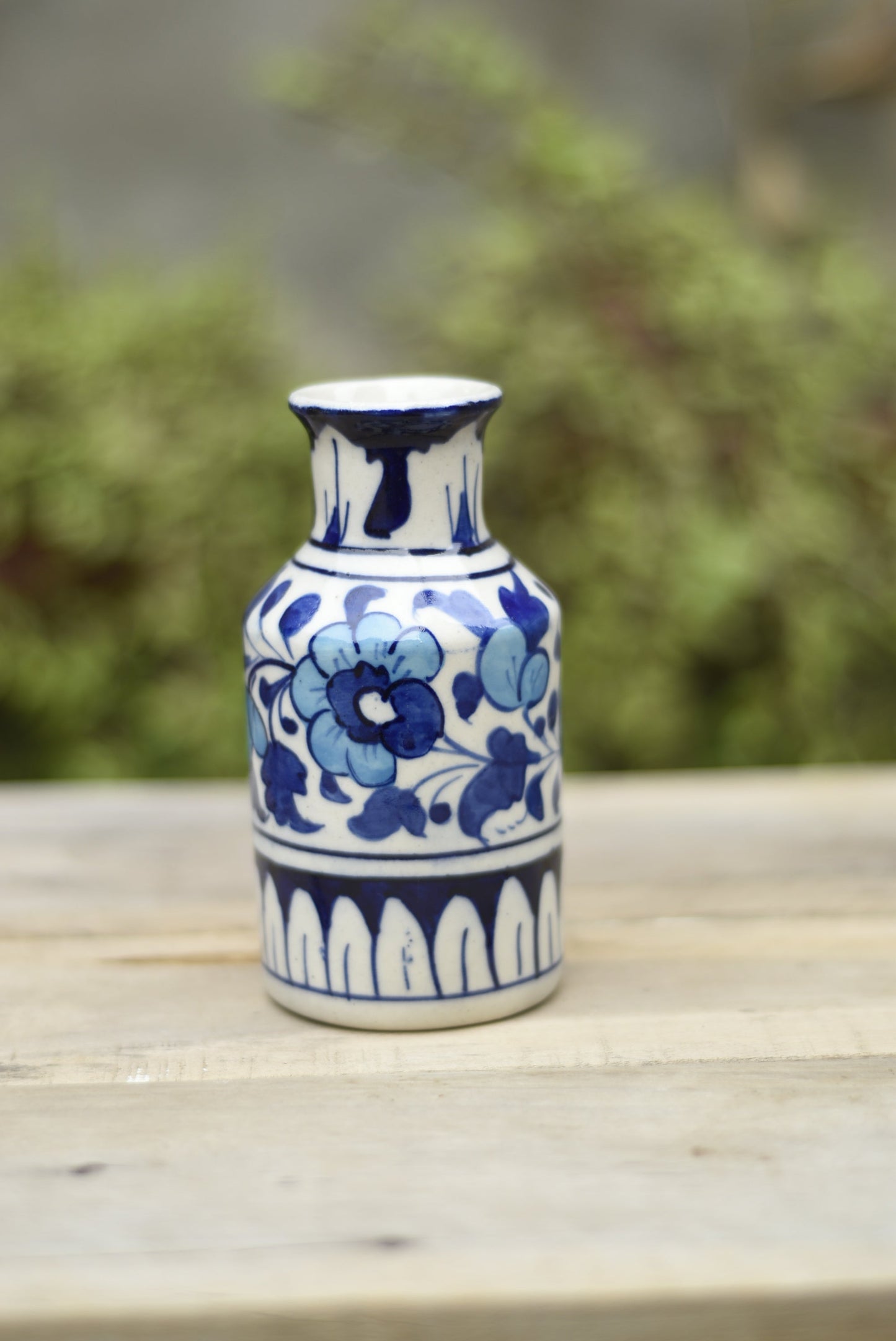 5.5 inches Bottle Vases(White)|Blue Pottery Safalina
