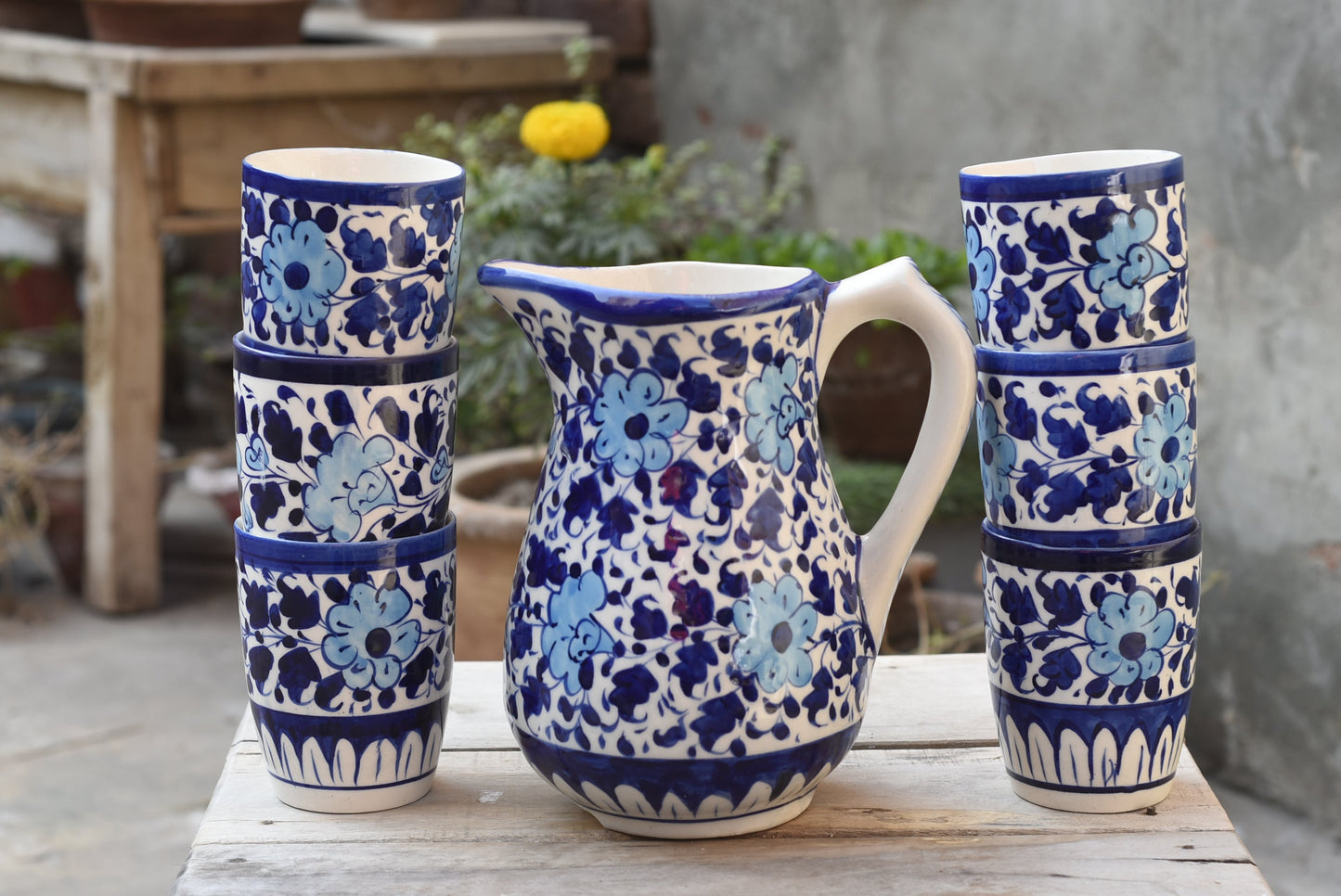 Floral White Water set for 6 person Safalina