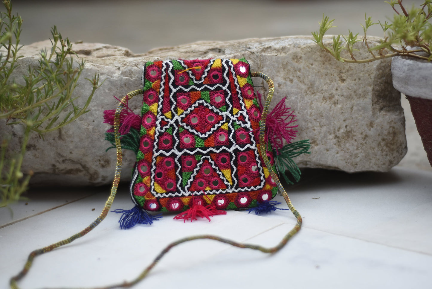 Handmade Kashmiri Aariwork over the shoulder purse| Small Safalina