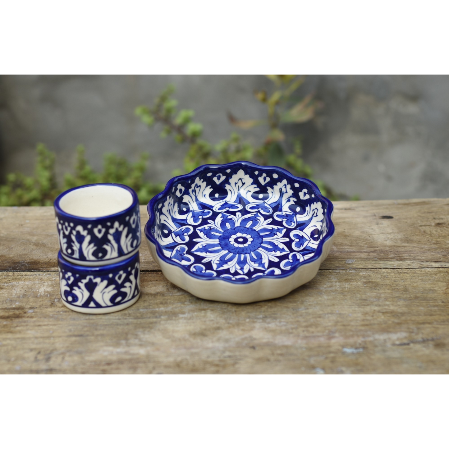 3 Piece Iconic Blue Serving Set|Blue Pottery Safalina