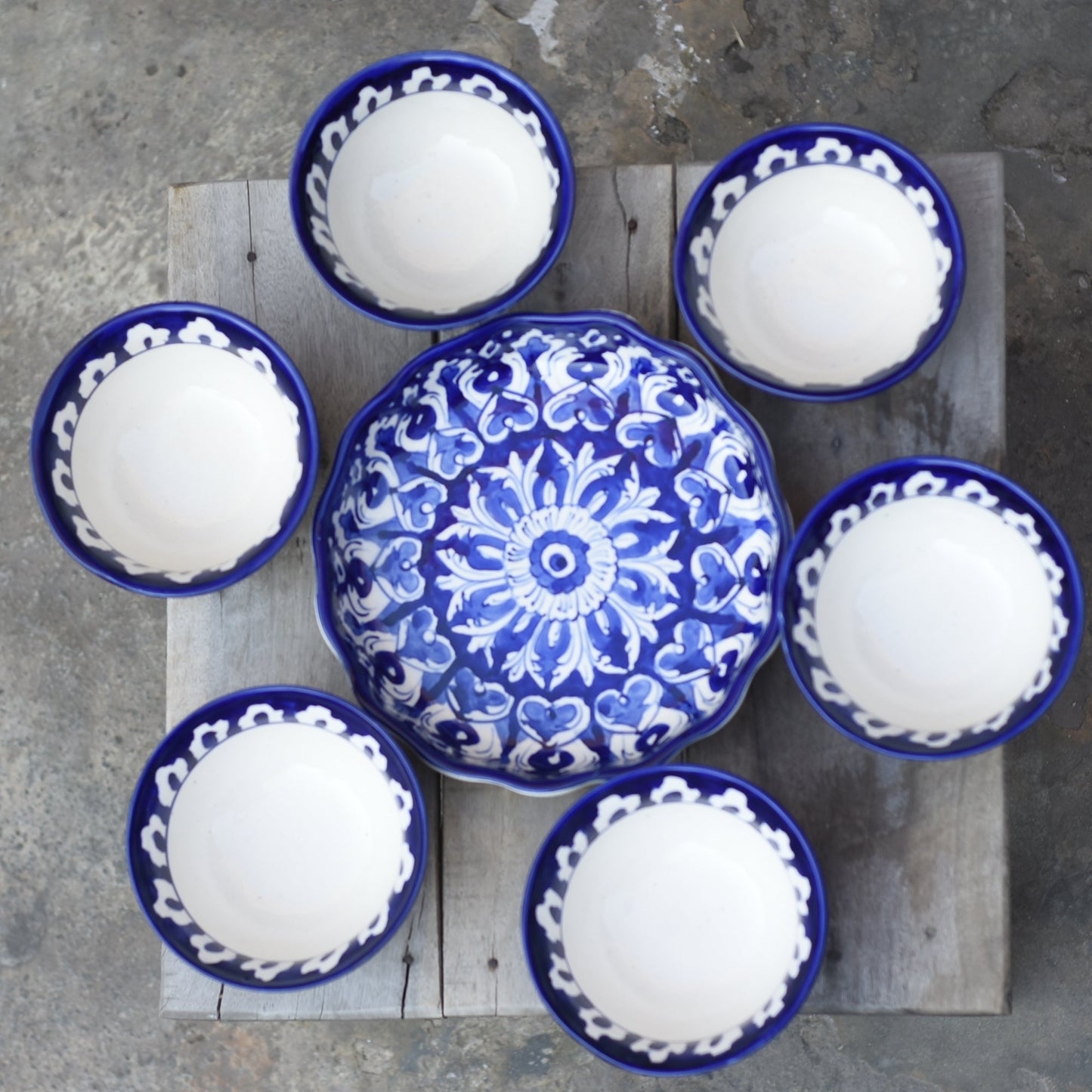 Iconic Blue 6 person Dessert Set(Round) Safalina