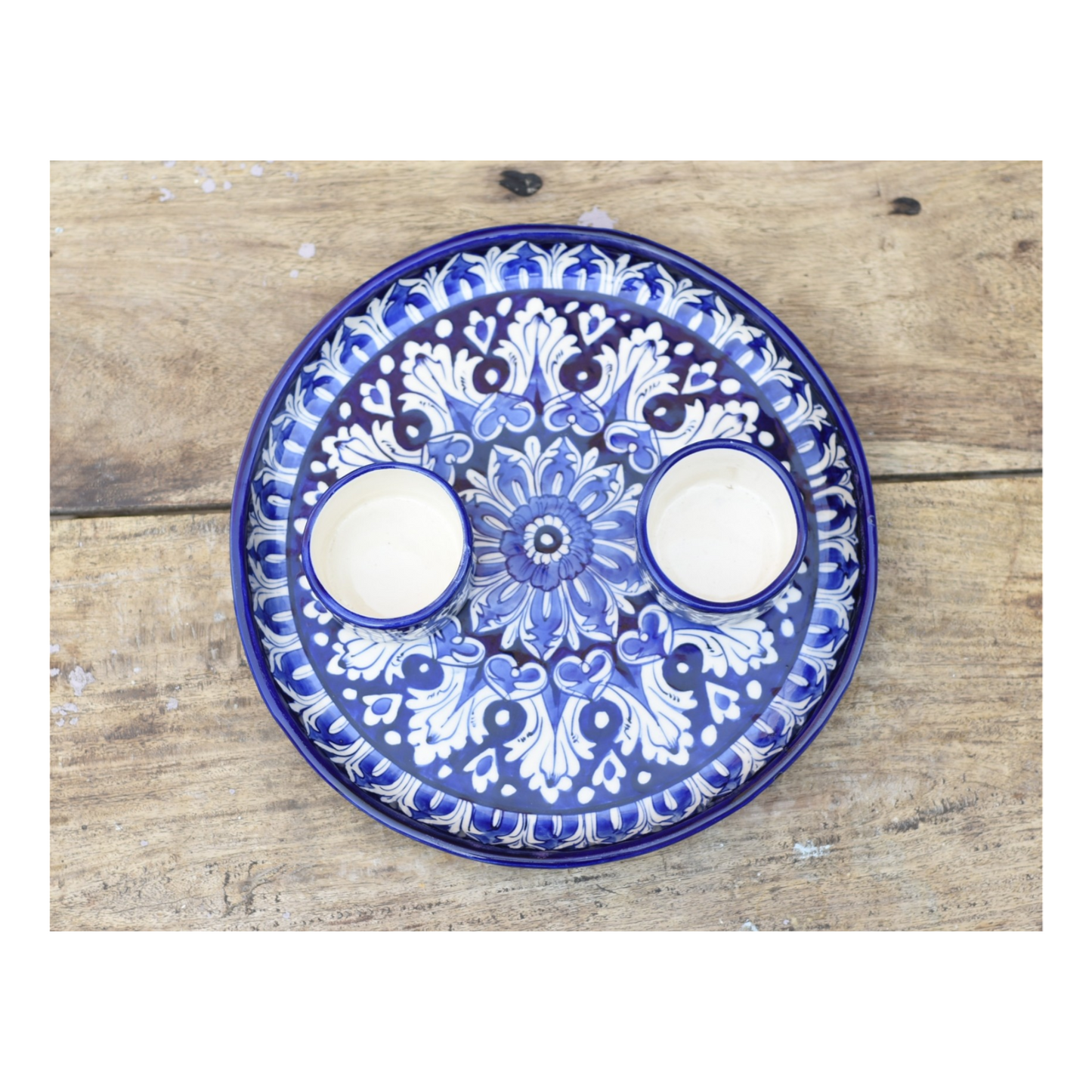 4 Piece Iconic Blue Serving Set|Blue pottery Safalina