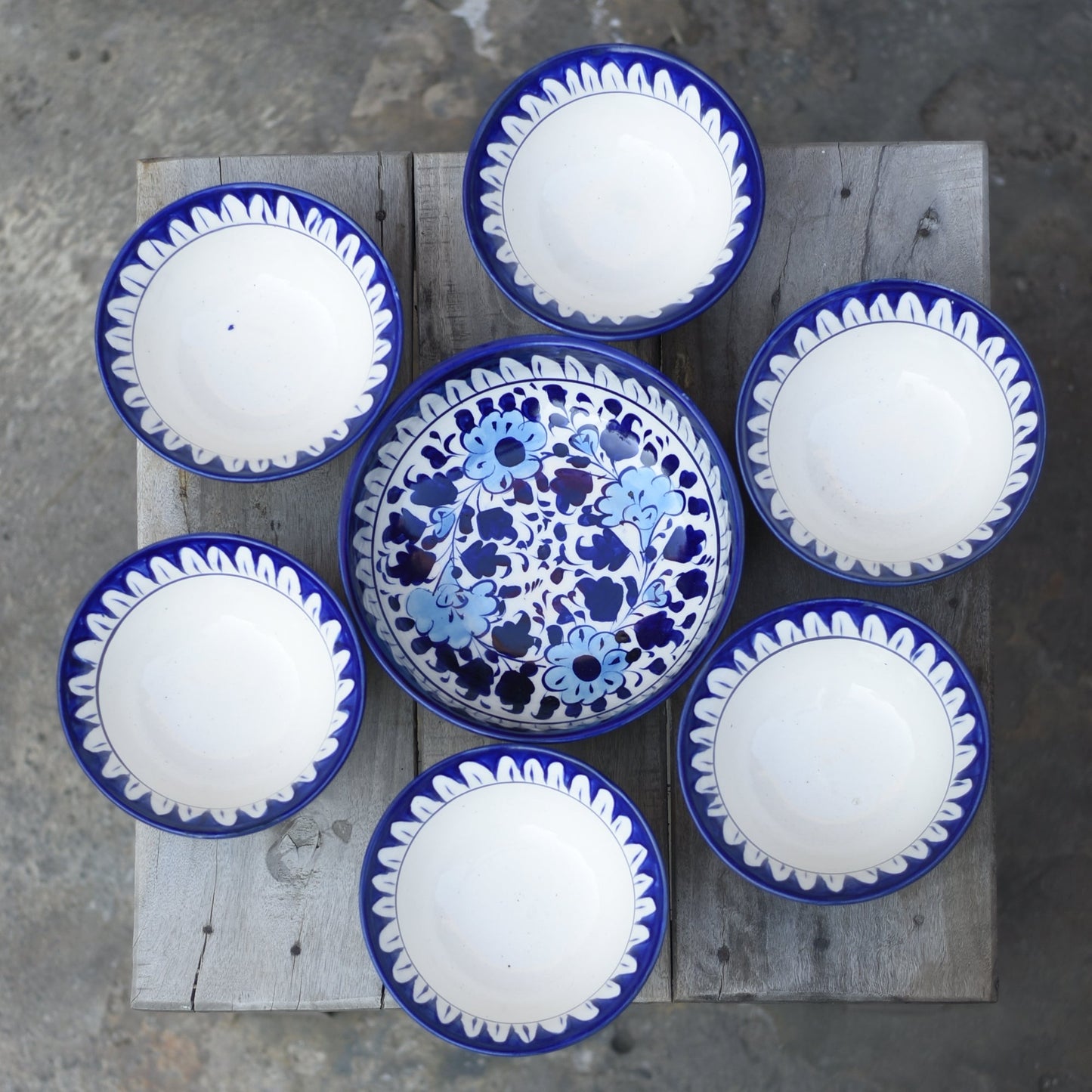 White Floral 6 person Dessert Set/Soup Set Safalina