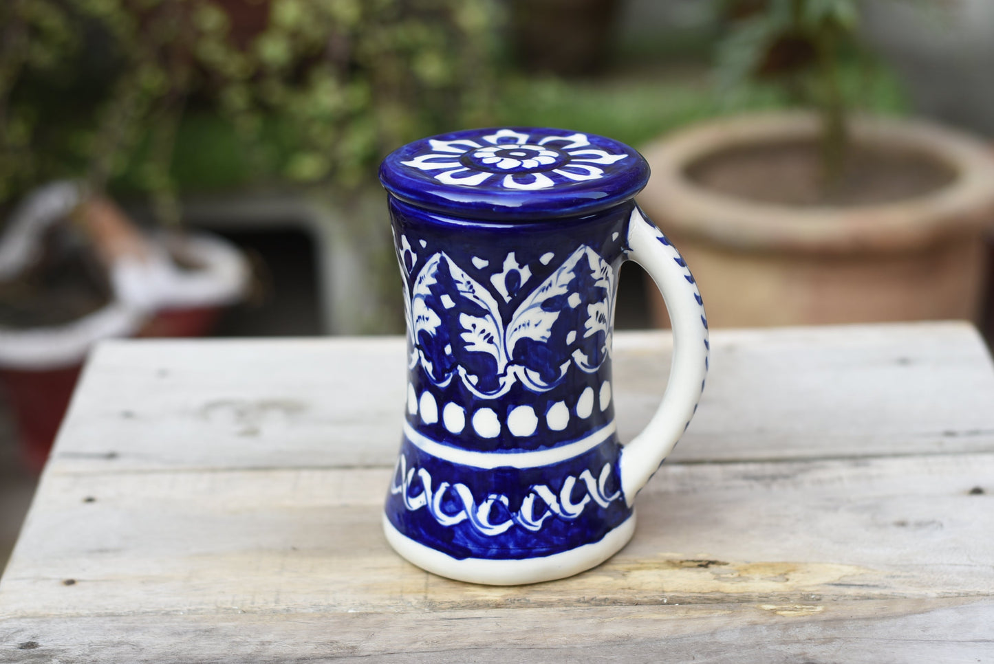 Classic Blue Long Mug with Lid Safalina