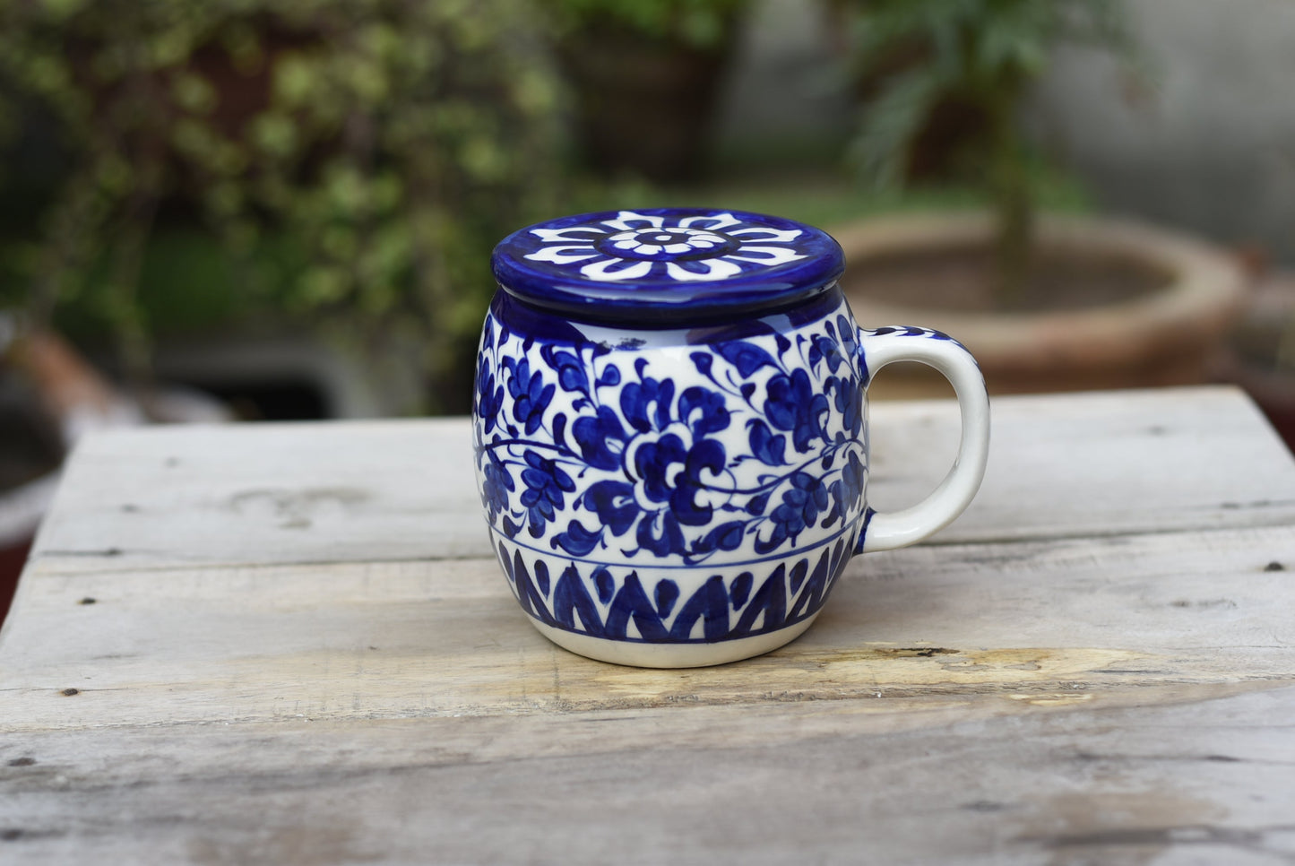 Large Serene Blue Mug with lid Safalina