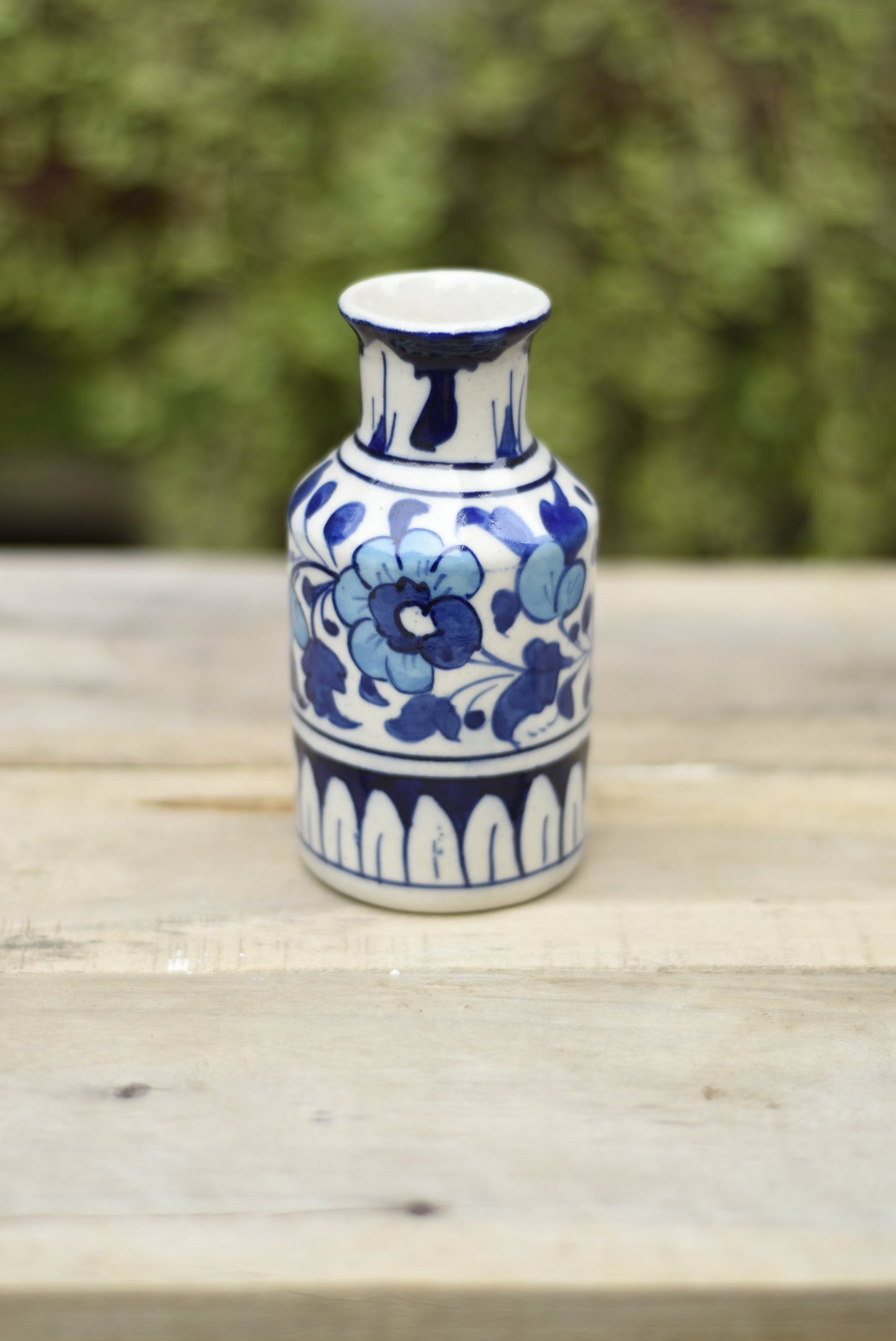 5.5 inches Bottle Vases(White)|Blue Pottery Safalina