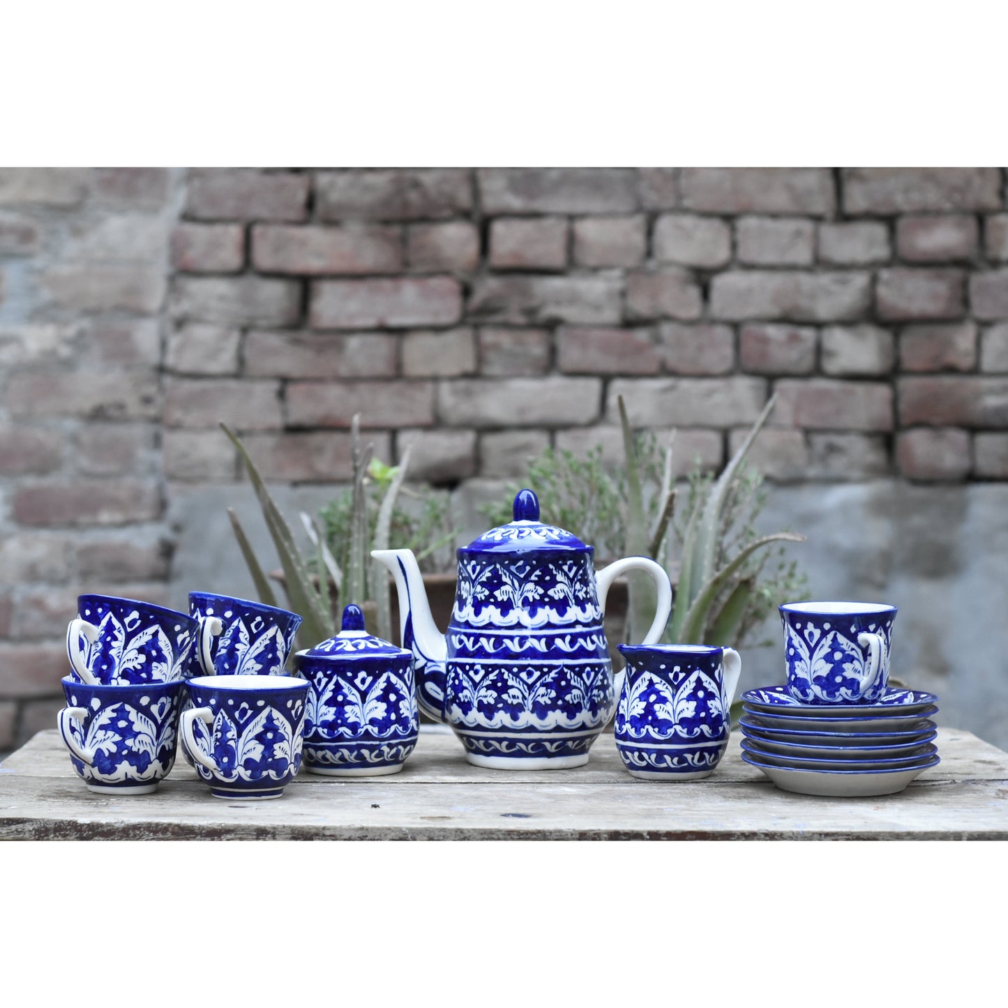 Classic Blue Tea Set for 6 Persons Safalina