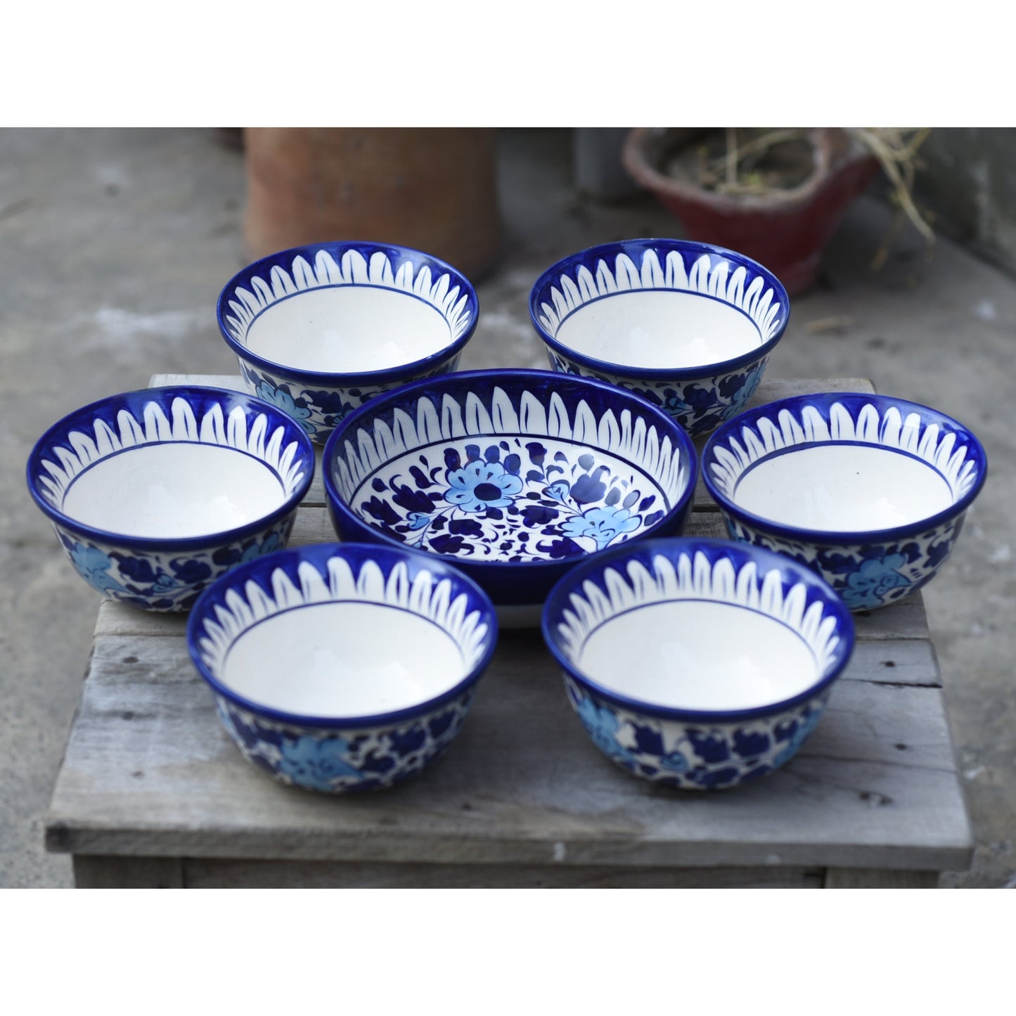 White Floral 6 person Dessert Set/Soup Set Safalina