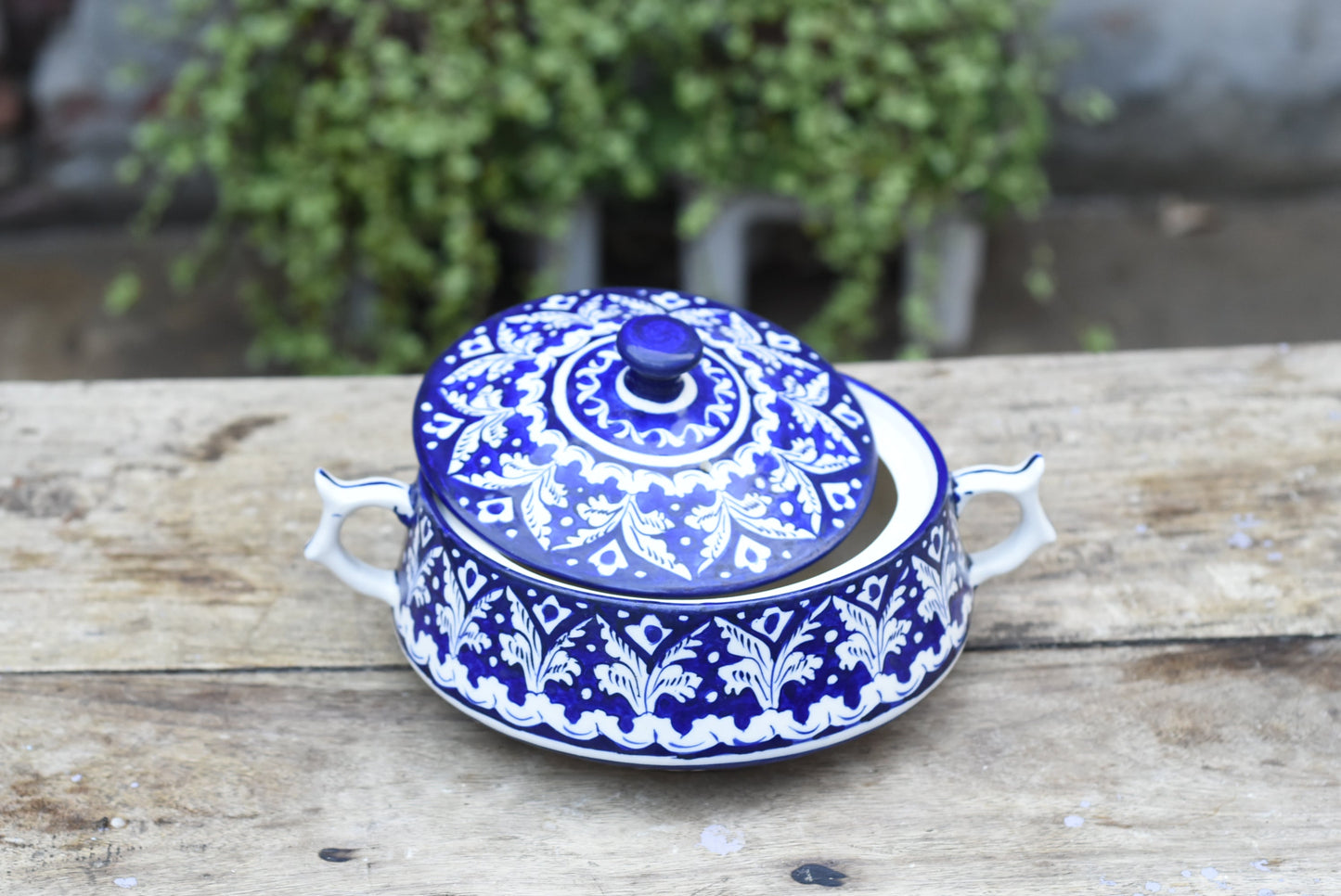 Classic Blue Donga/Cover Pot|Blue Pottery Safalina