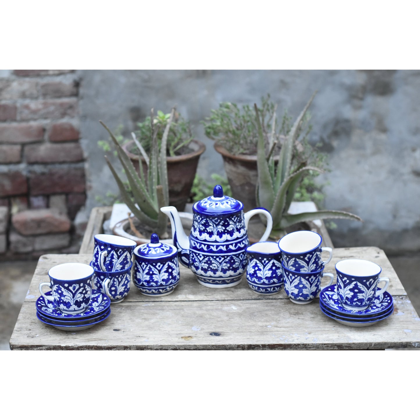 Classic Blue Tea Set for 6 Persons Safalina