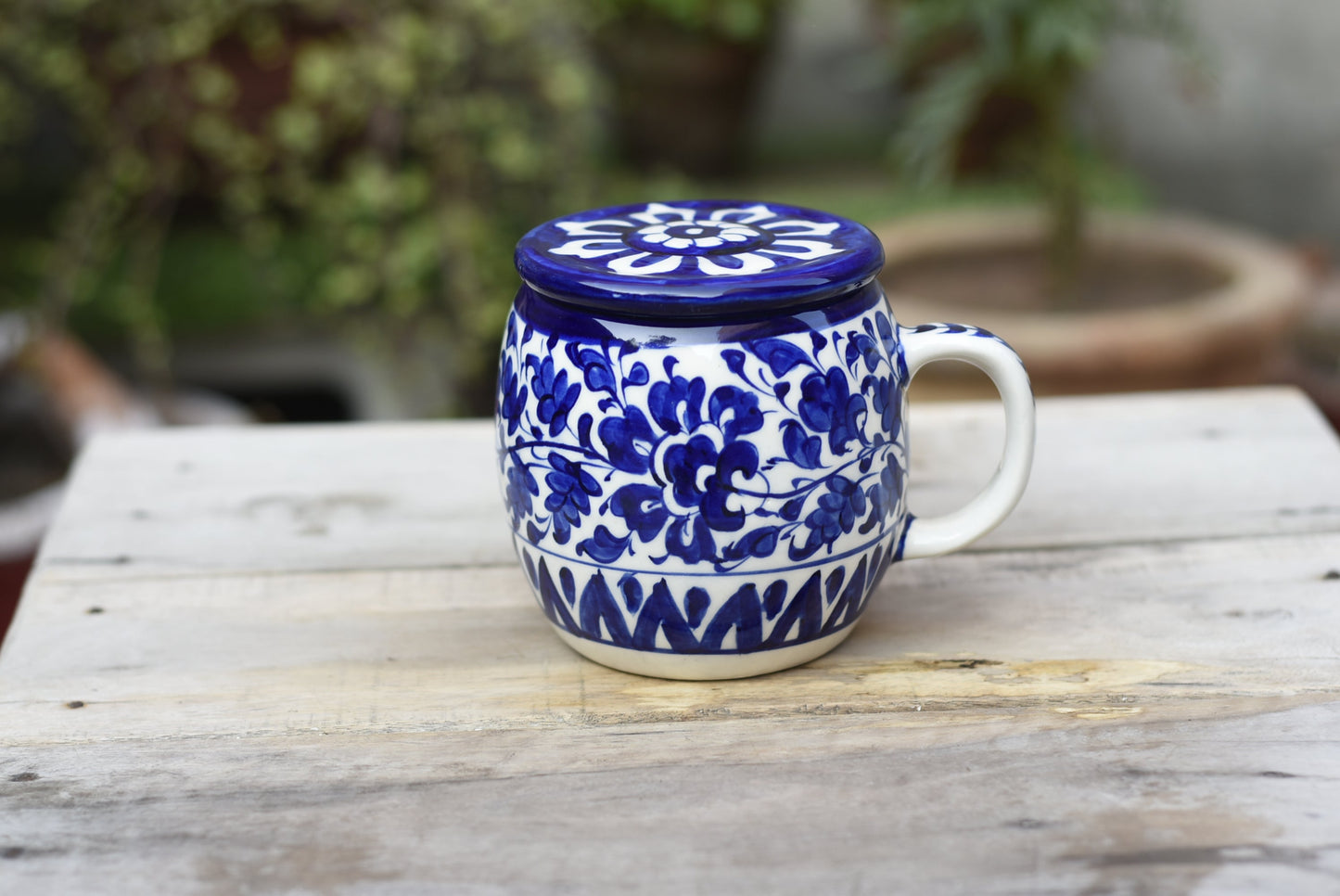 Large Serene Blue Mug with lid Safalina