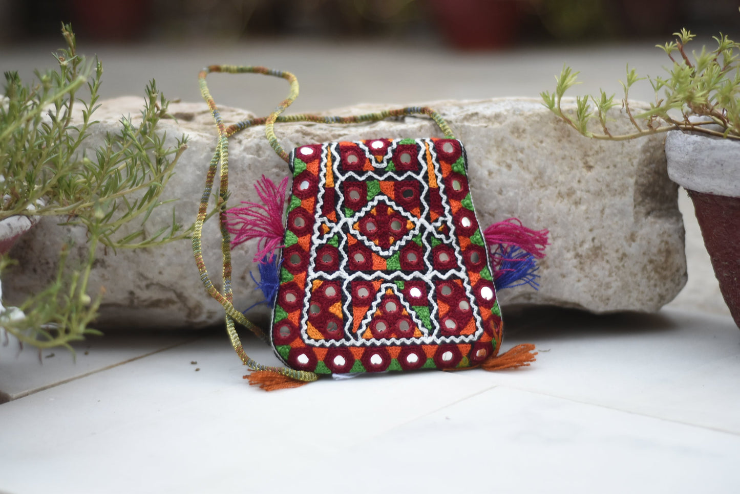 Handmade Kashmiri Aariwork over the shoulder purse| Small Safalina