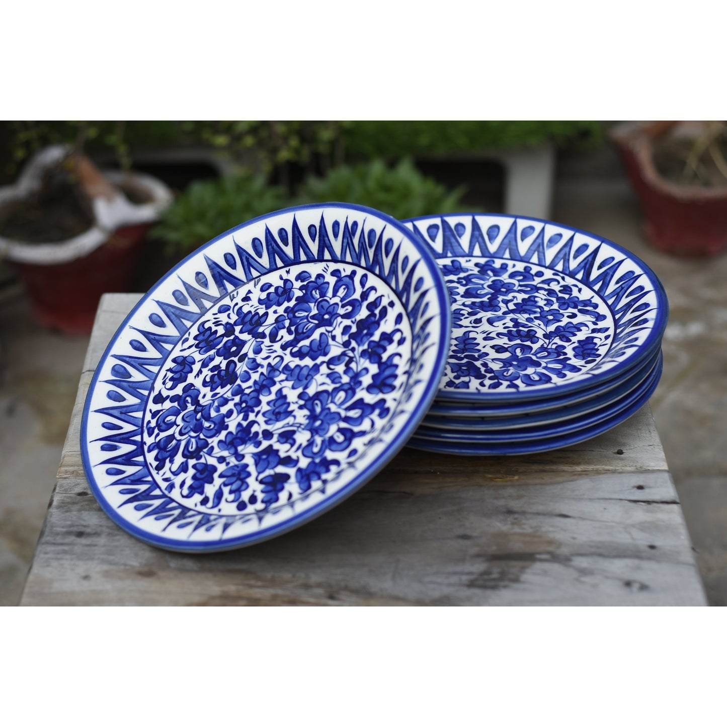 Serene Blue Dinner Plate| 10 inches|Set of 6 Safalina
