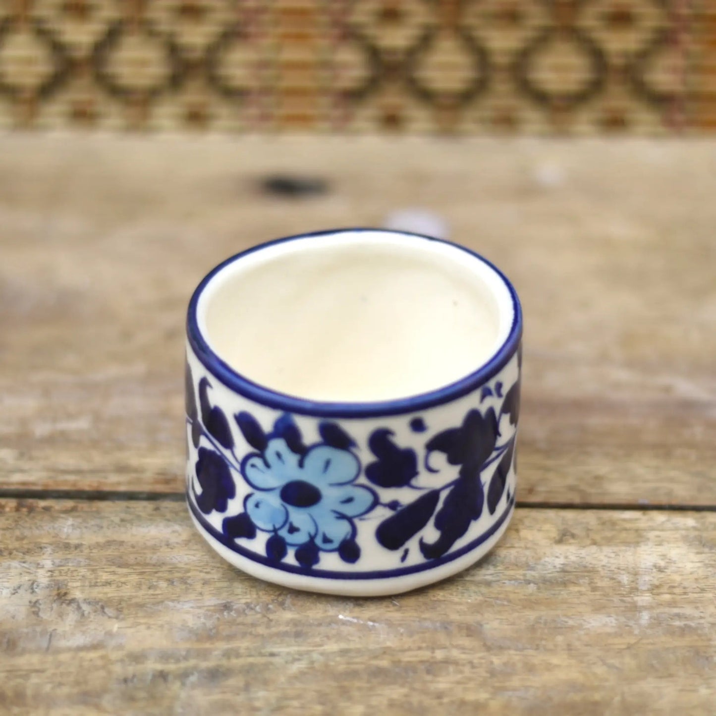 7 Piece White Floral Dessert Serving Set (Round)|Blue Pottery Safalina