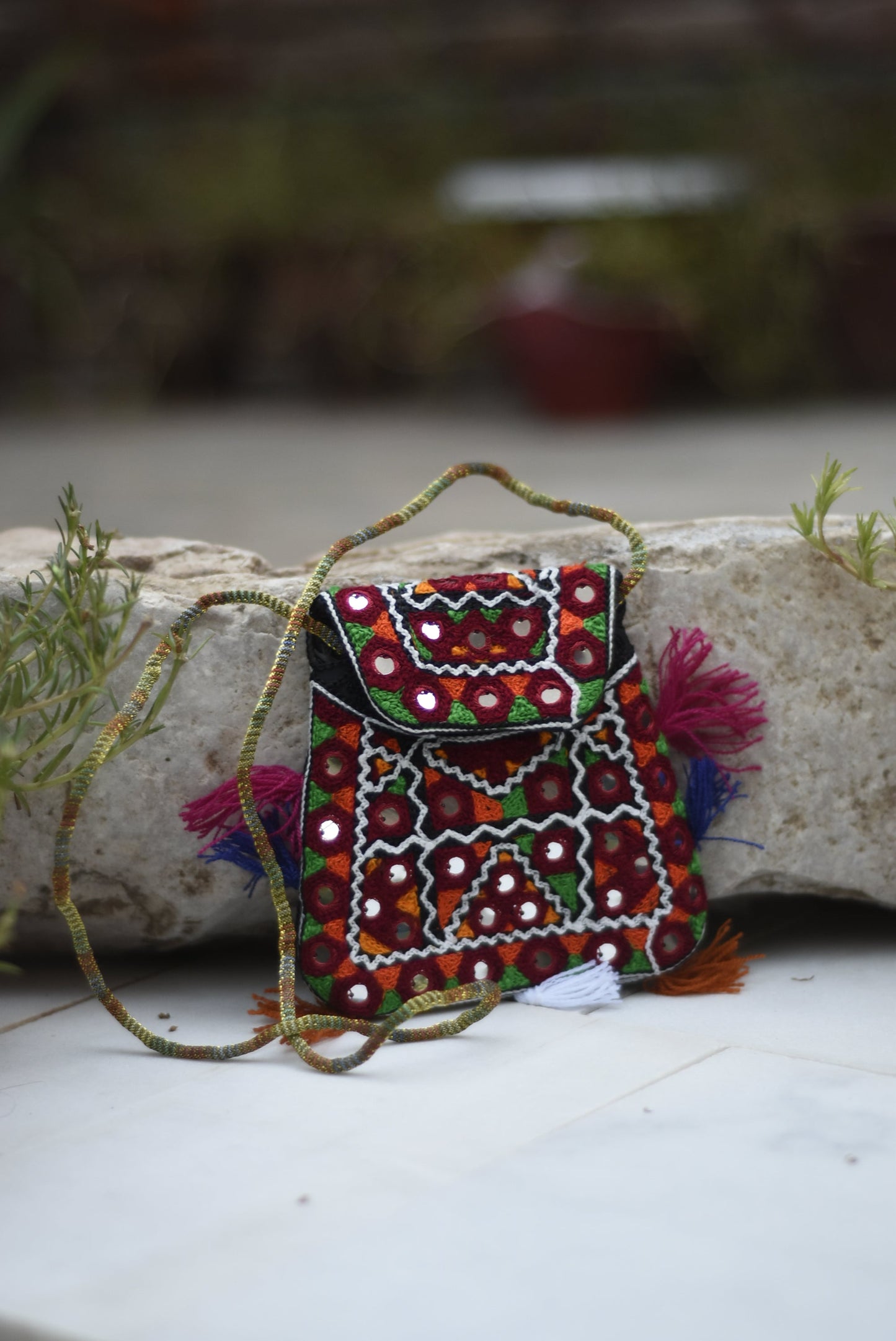Handmade Kashmiri Aariwork over the shoulder purse| Small Safalina